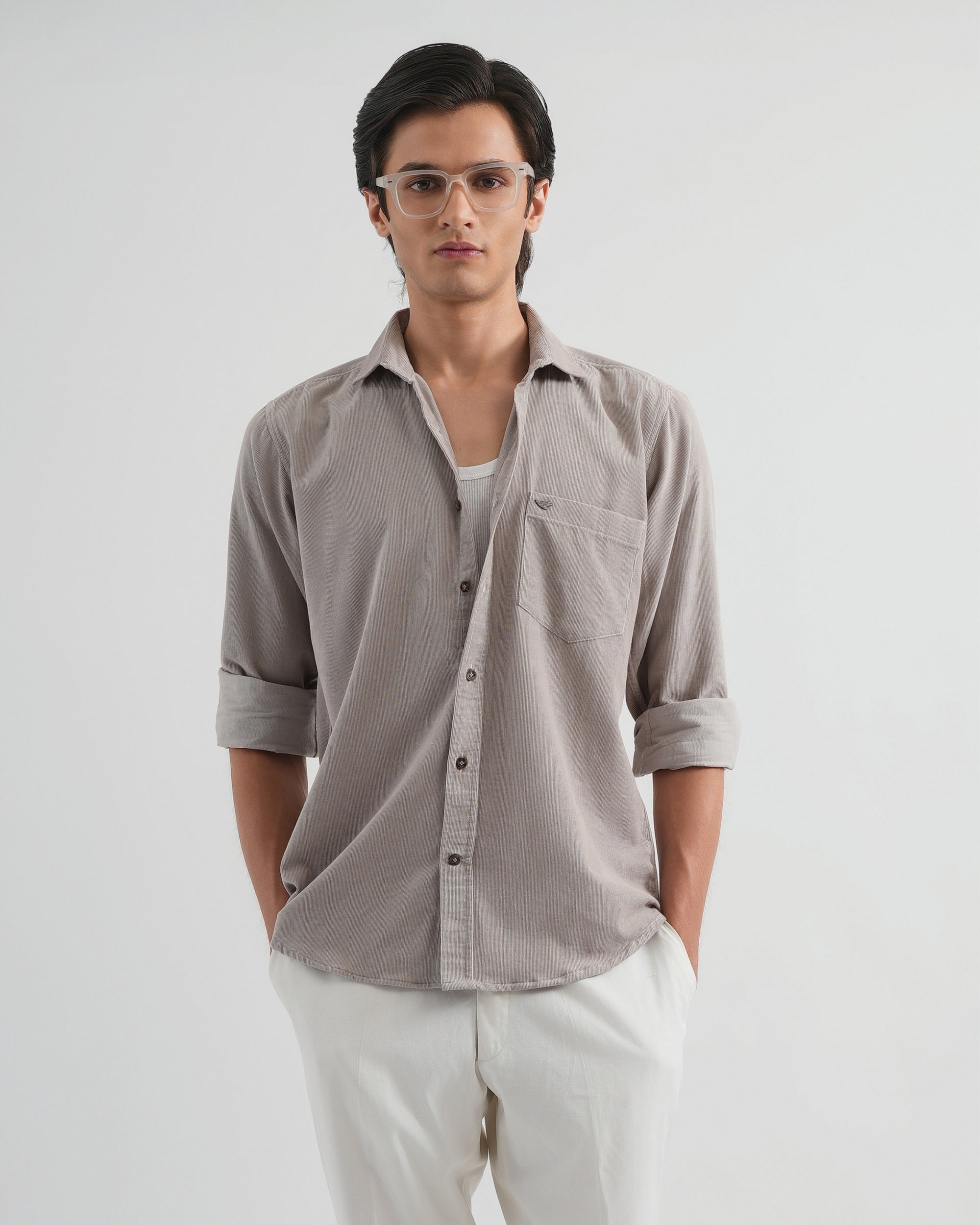 Ash Grey Corduroy Shirt