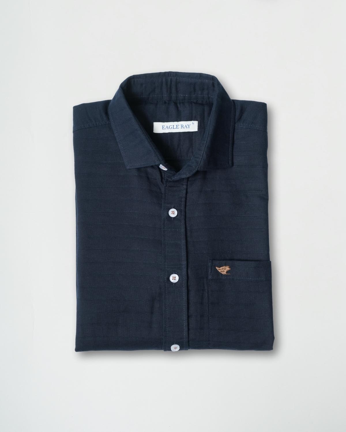 Dark Blue Structured Cotton Shirt