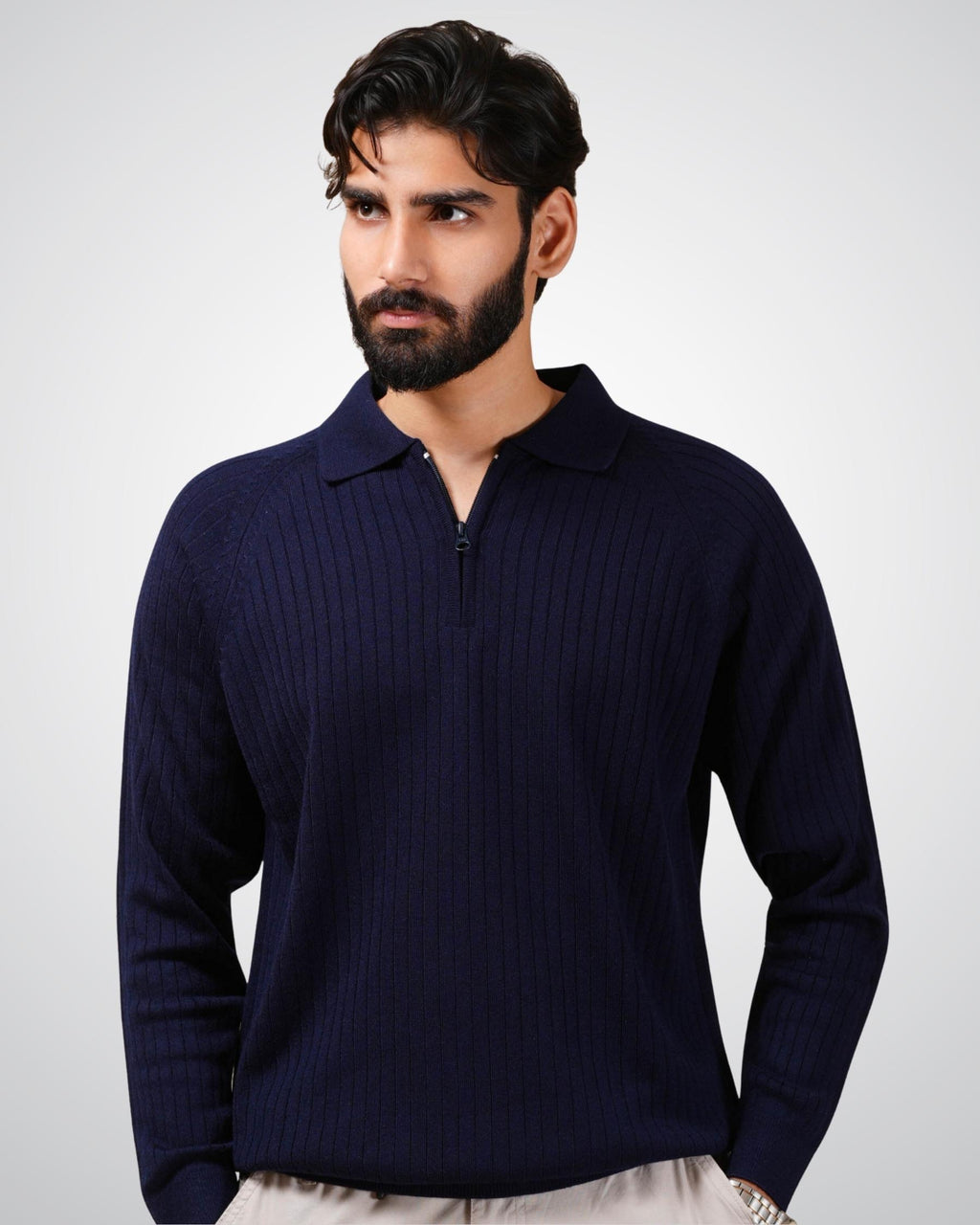 Core Zip Polo in Rhino Blue