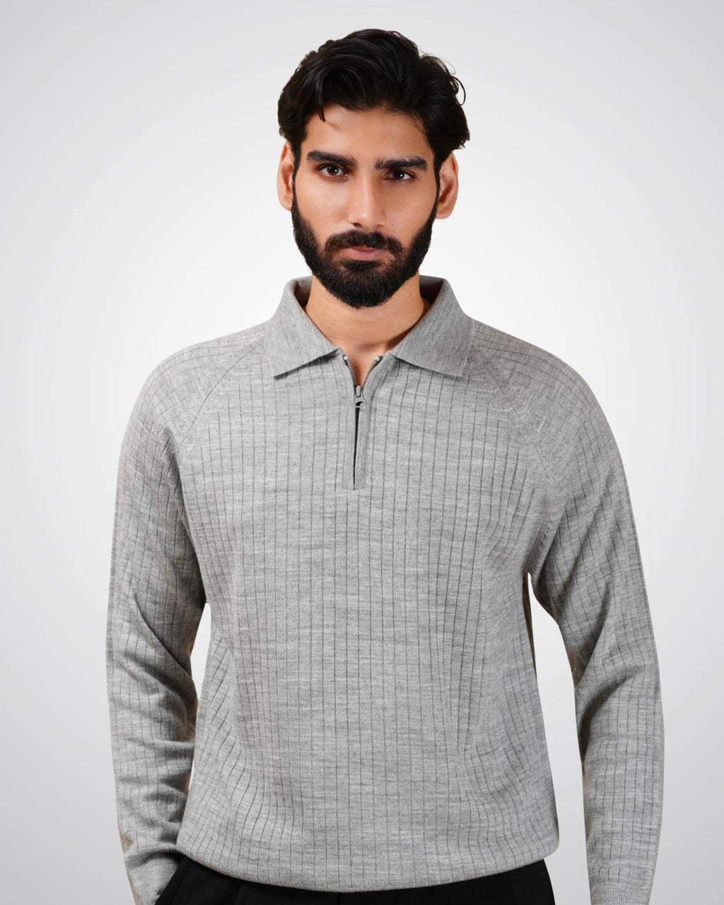 Core Zip Polo In Grey