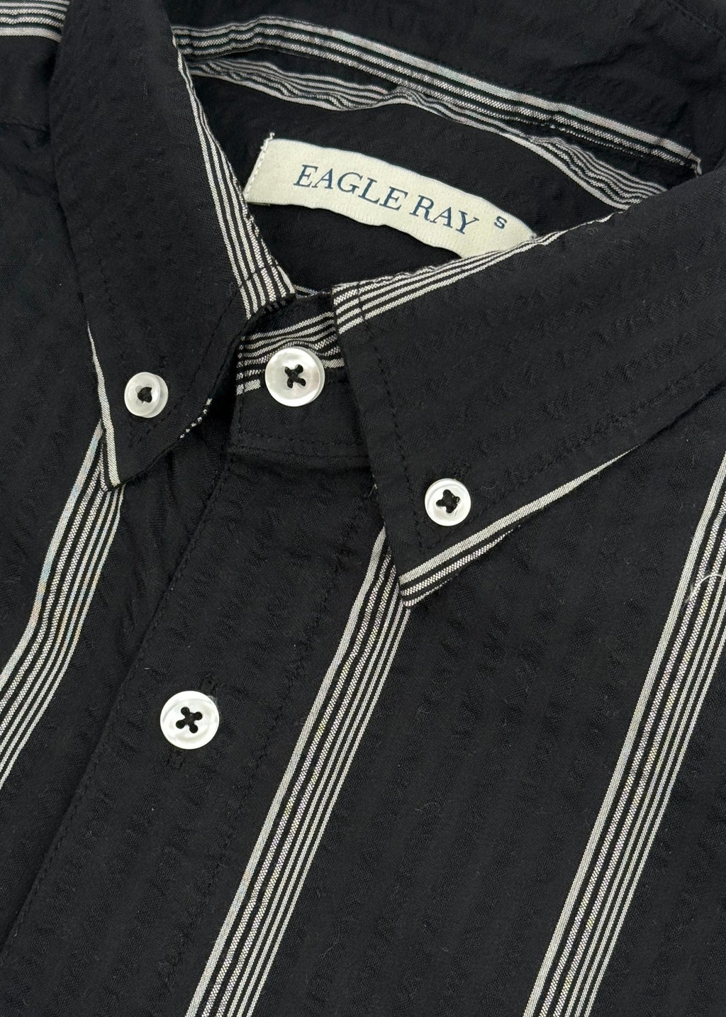 Textured Stripe in Midnight — Men's Textured Cotton Shirt | Eagle Ray