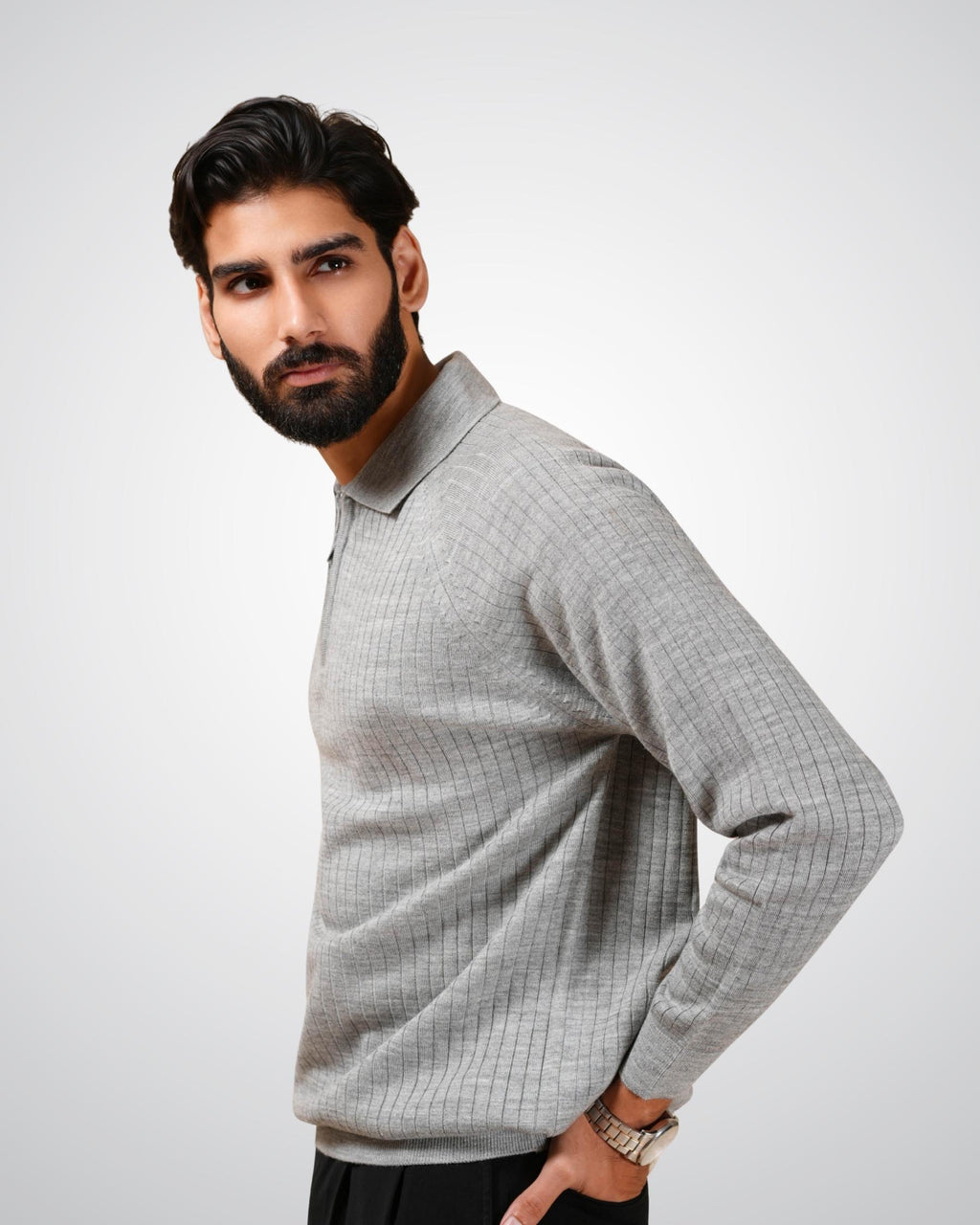 Core Zip Polo In Grey