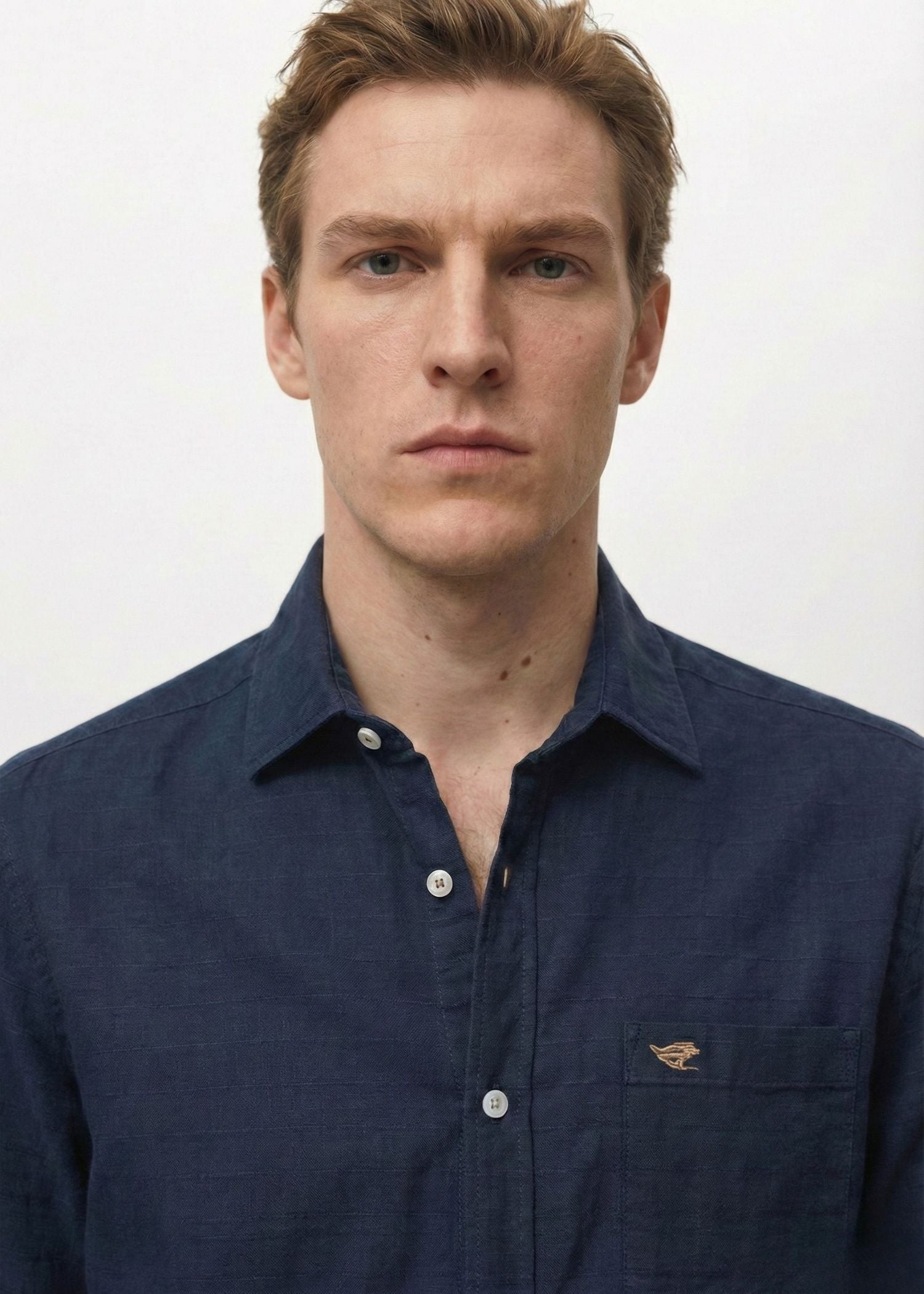 Dark Blue Structured Cotton Shirt