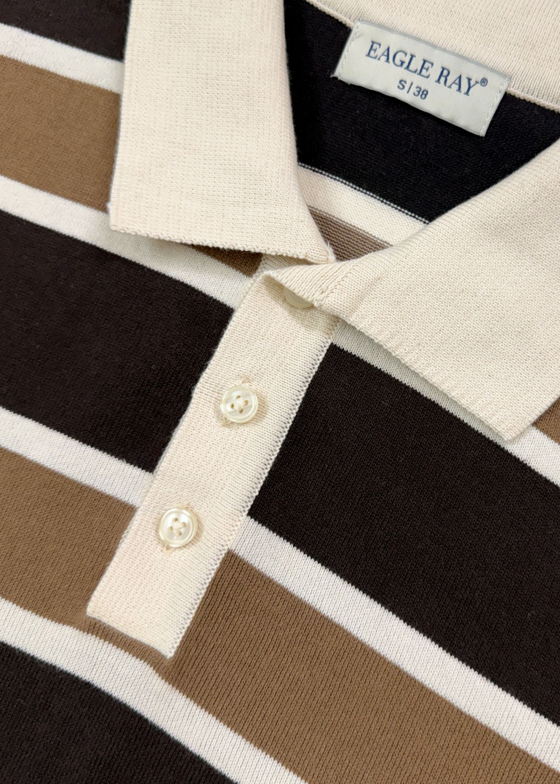 Earthy Multi Stripe Knit Polo Shirt