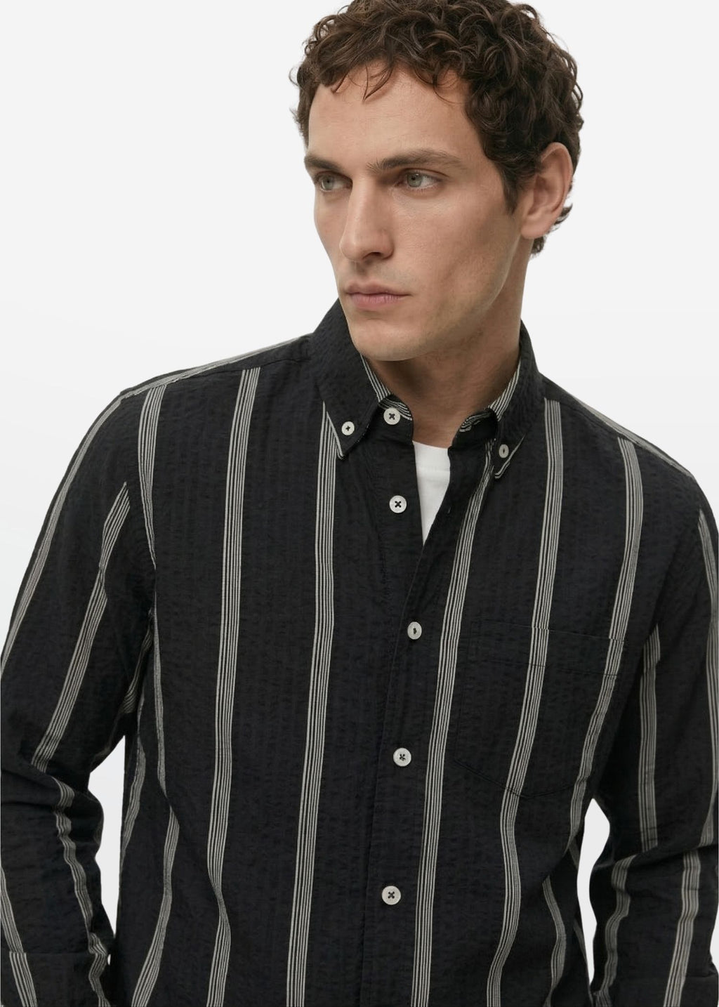 Textured Stripe in Midnight — Men's Textured Cotton Shirt | Eagle Ray