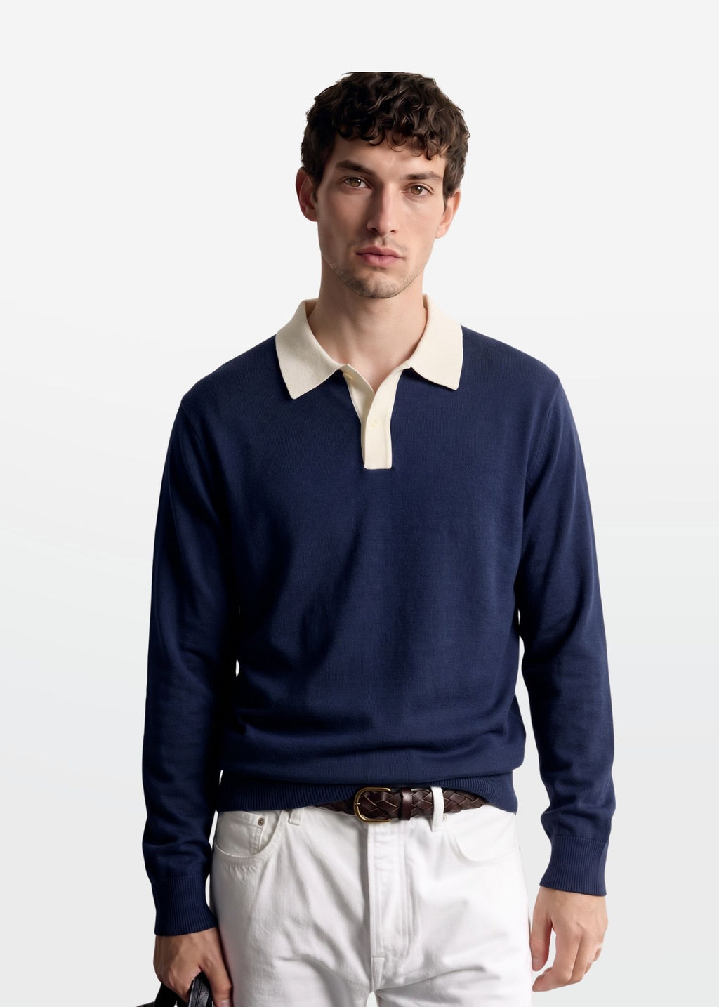 Contrast Polo in Navy — Men's Knit Polo | Eagle Ray