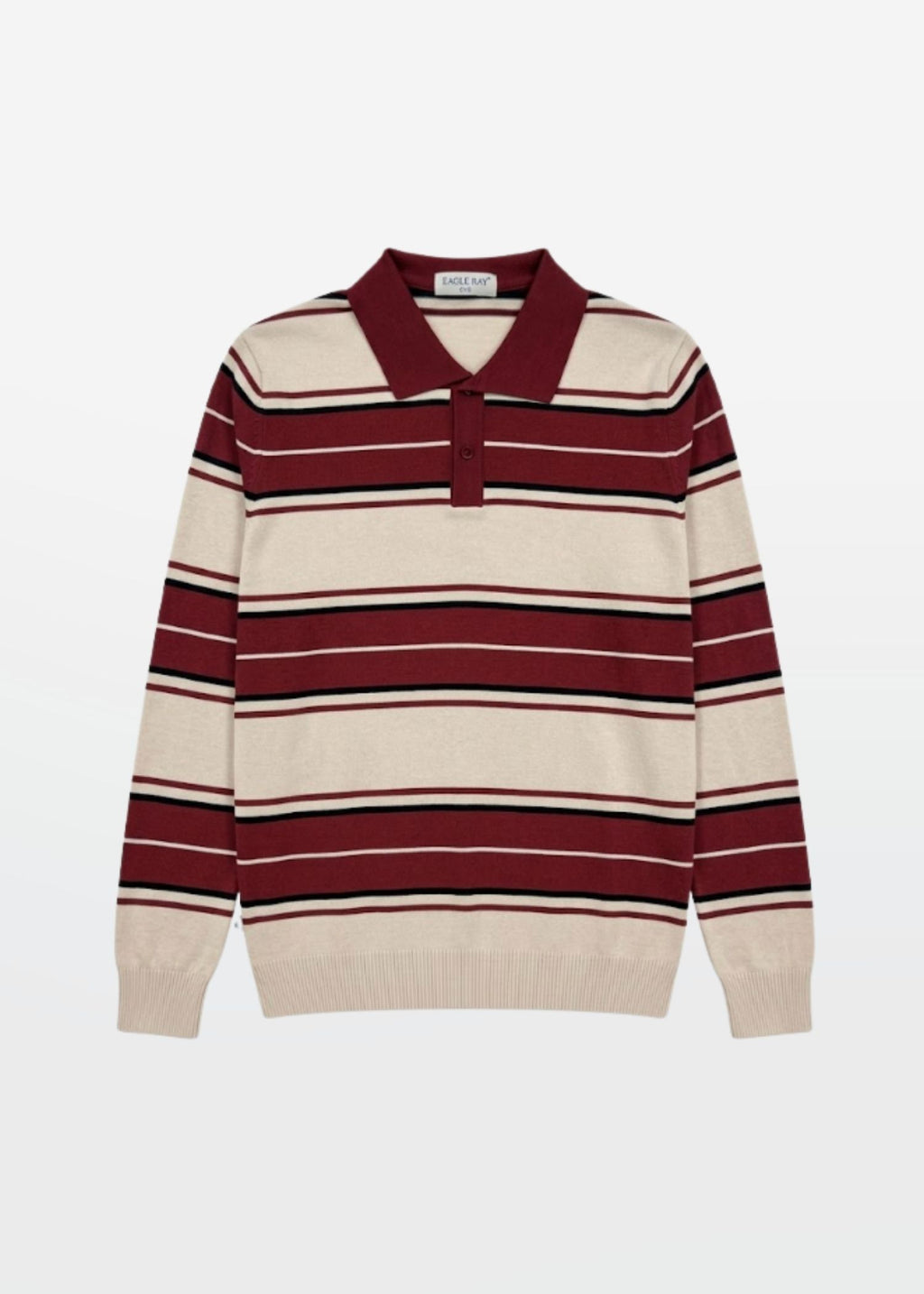 Multi Stripe Polo in Oat Burgundy — Men's Knit Polo | Eagle Ray