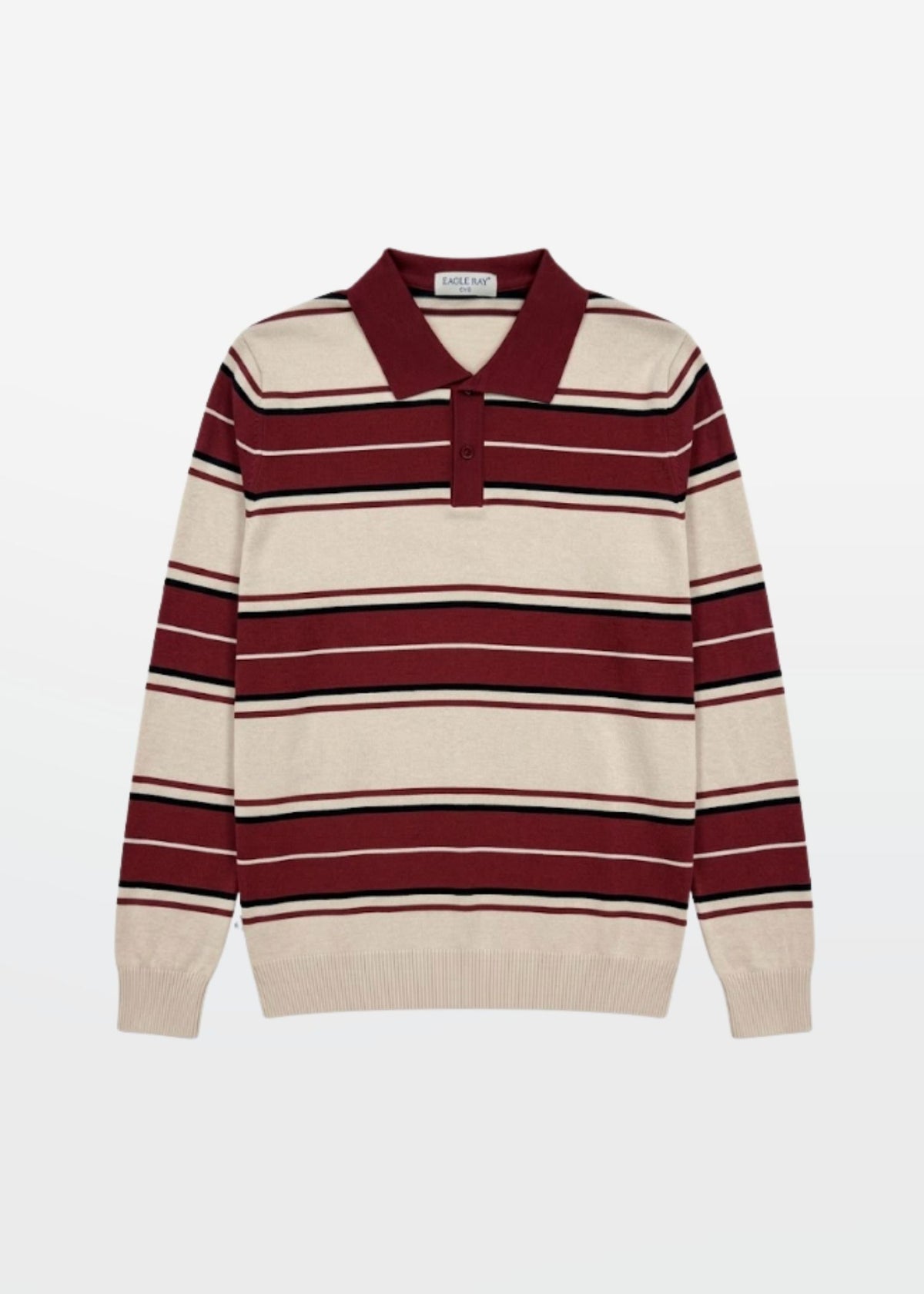 Multi Stripe Polo in Oat Burgundy — Men's Knit Polo | Eagle Ray