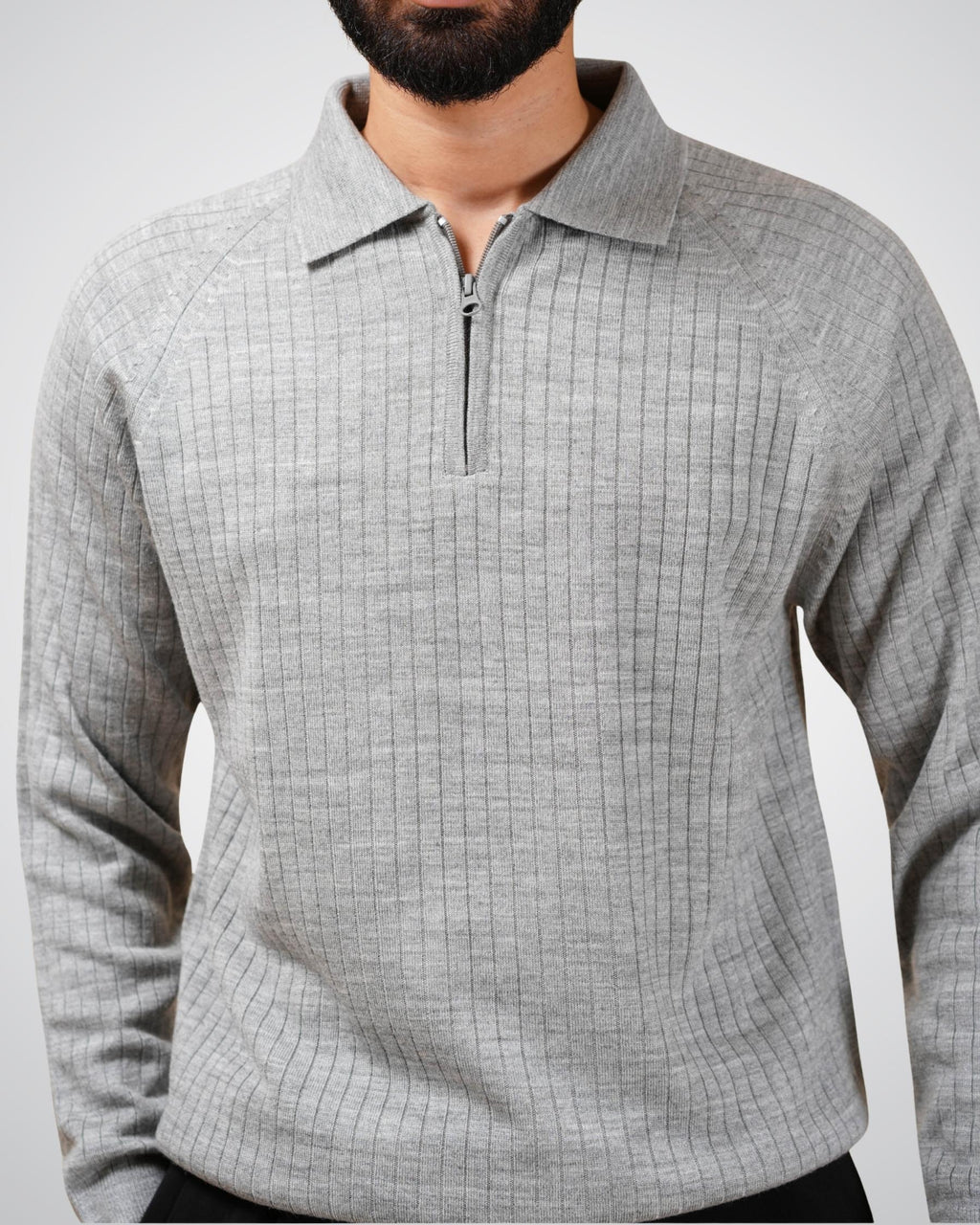 Core Zip Polo In Grey