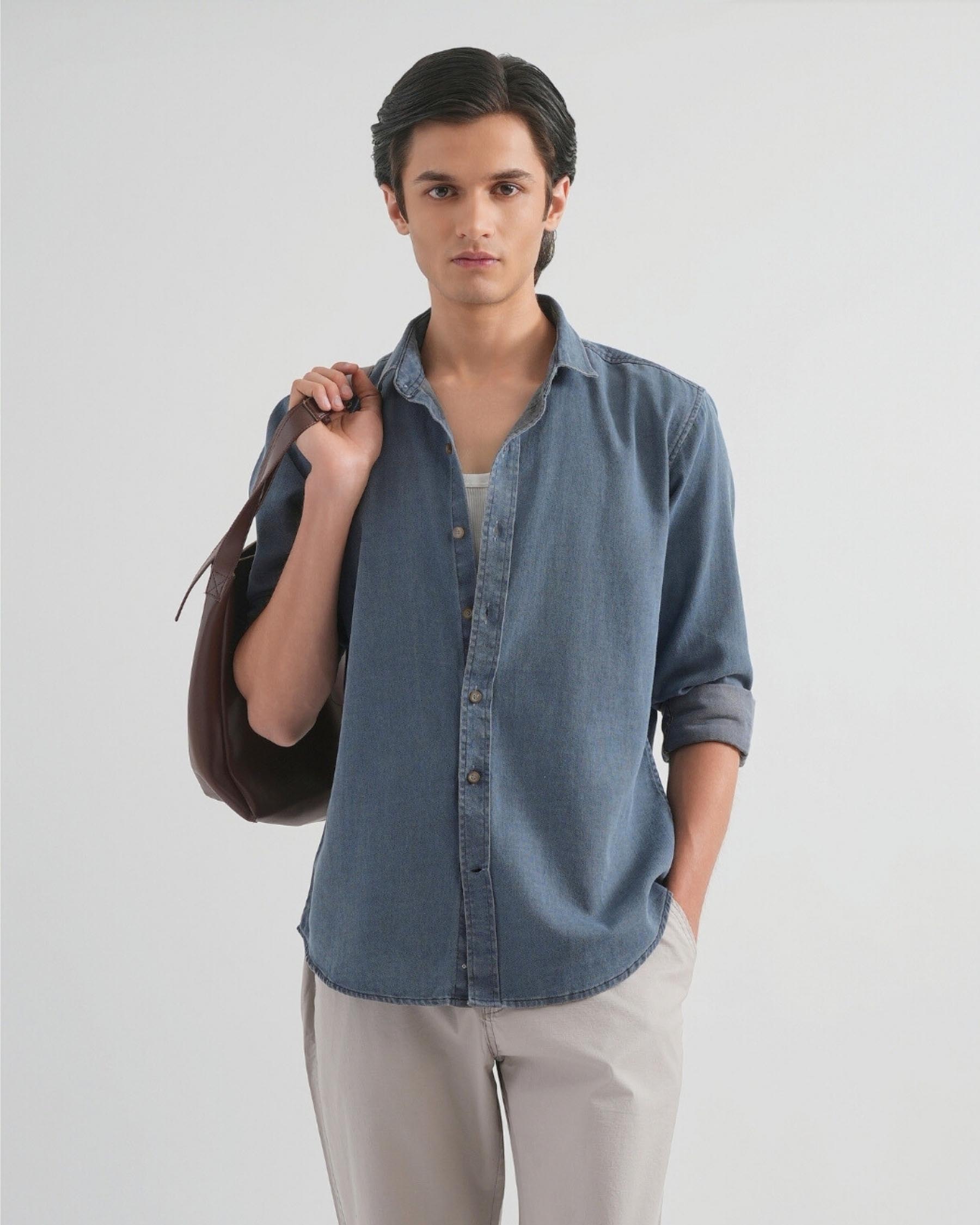 Comet Blue Dobby Indigo Shirt