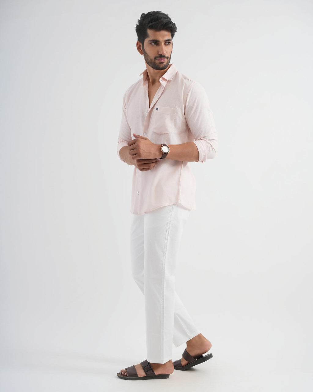 Oyster Pink Viscose Linen Shirt