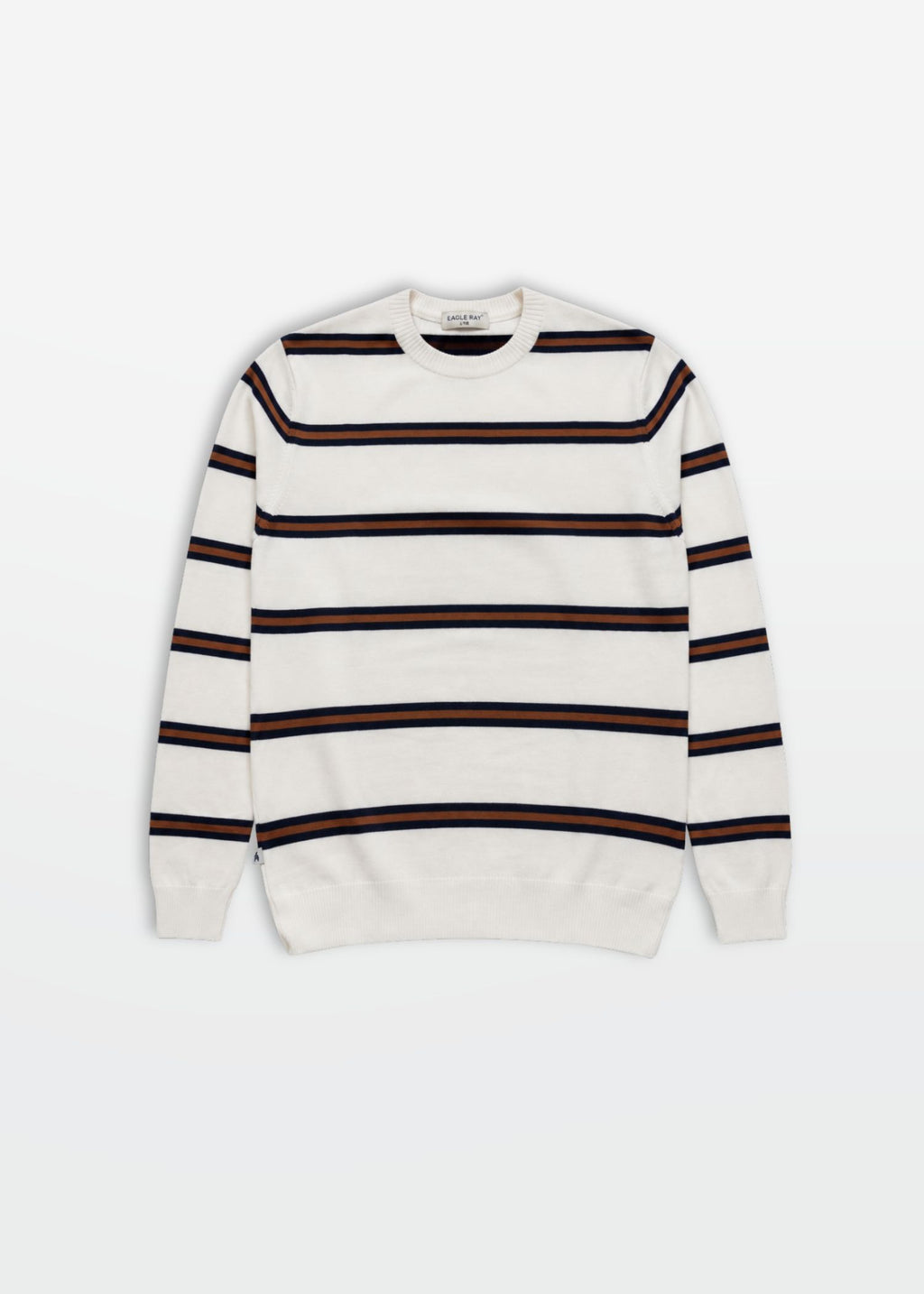 Full Sleeve Tee in Ivory Navy Tan — Men's Knit T-Shirt | Eagle Ray