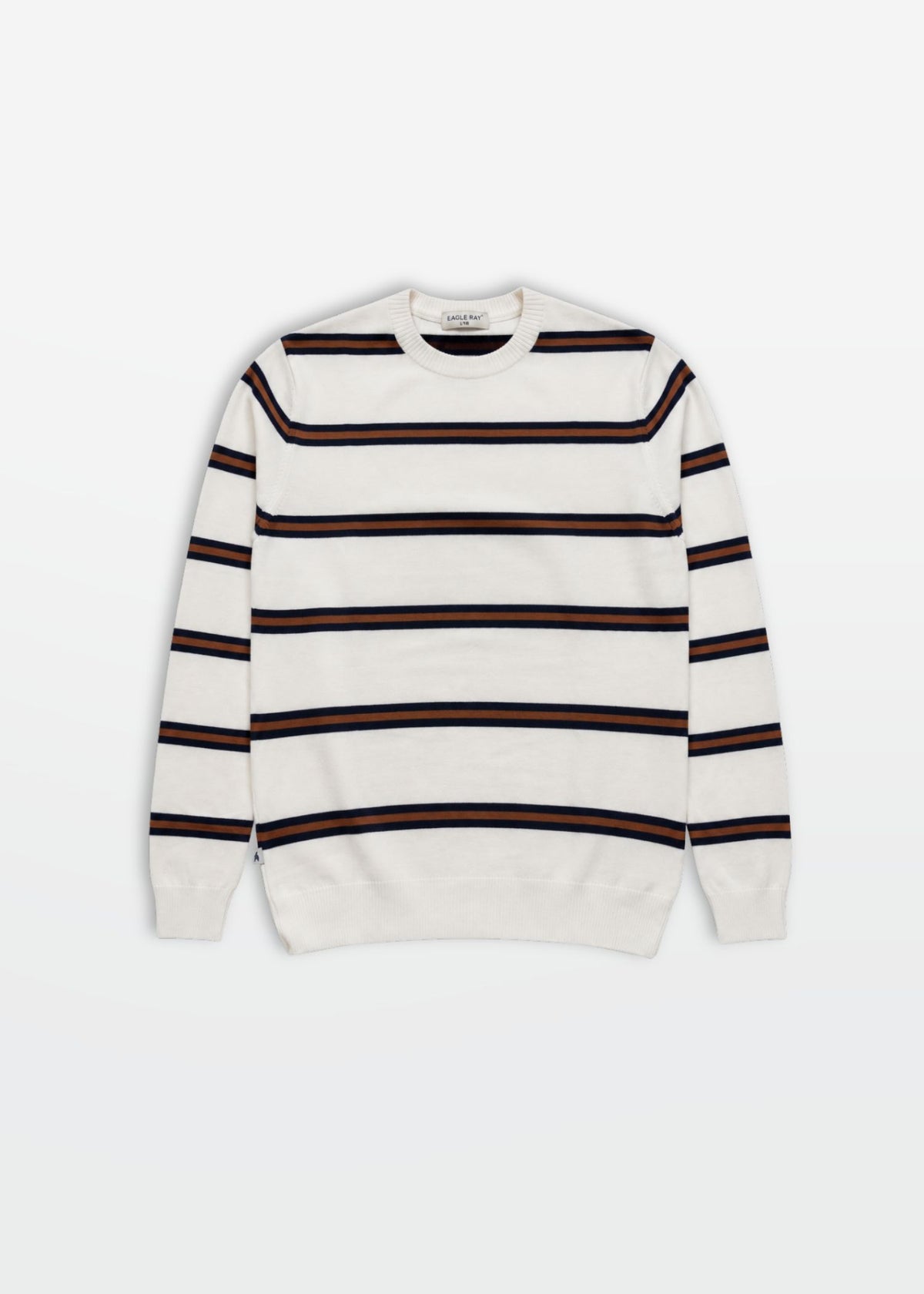 Ivory Navy Tan Stripe Full Sleeve Knit T-Shirt