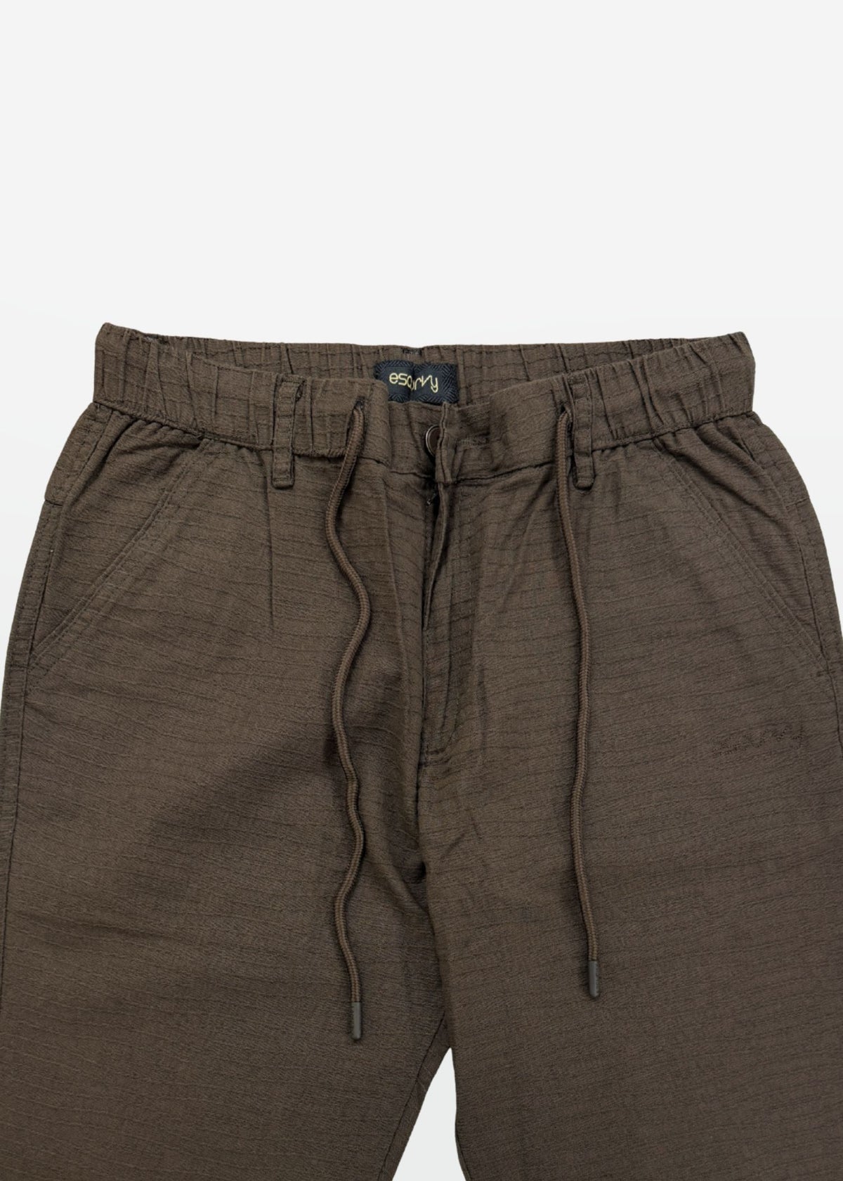Escurvy Brown Textured Drawstring Pant