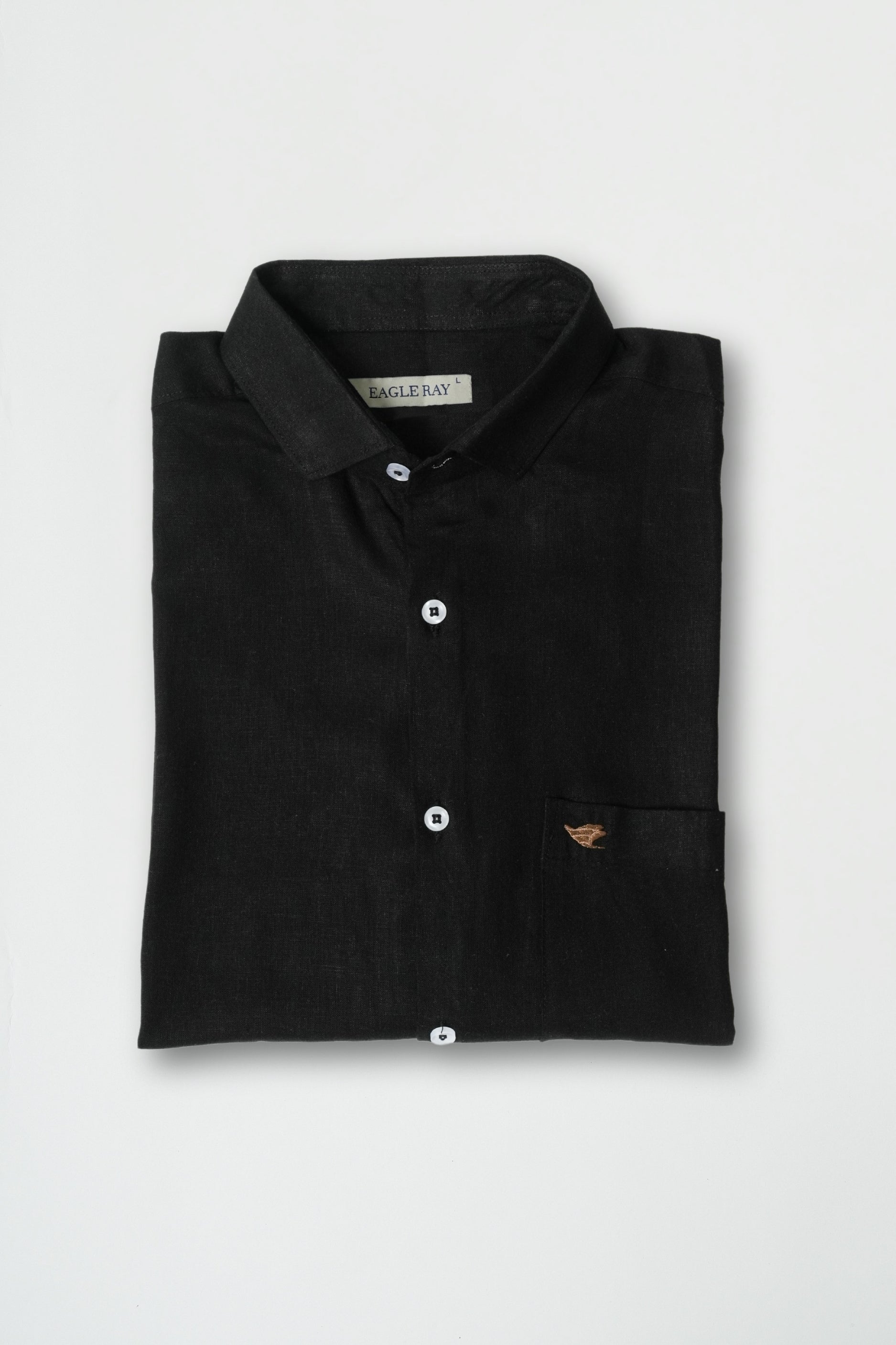 Onyx Black Viscose Linen Shirt