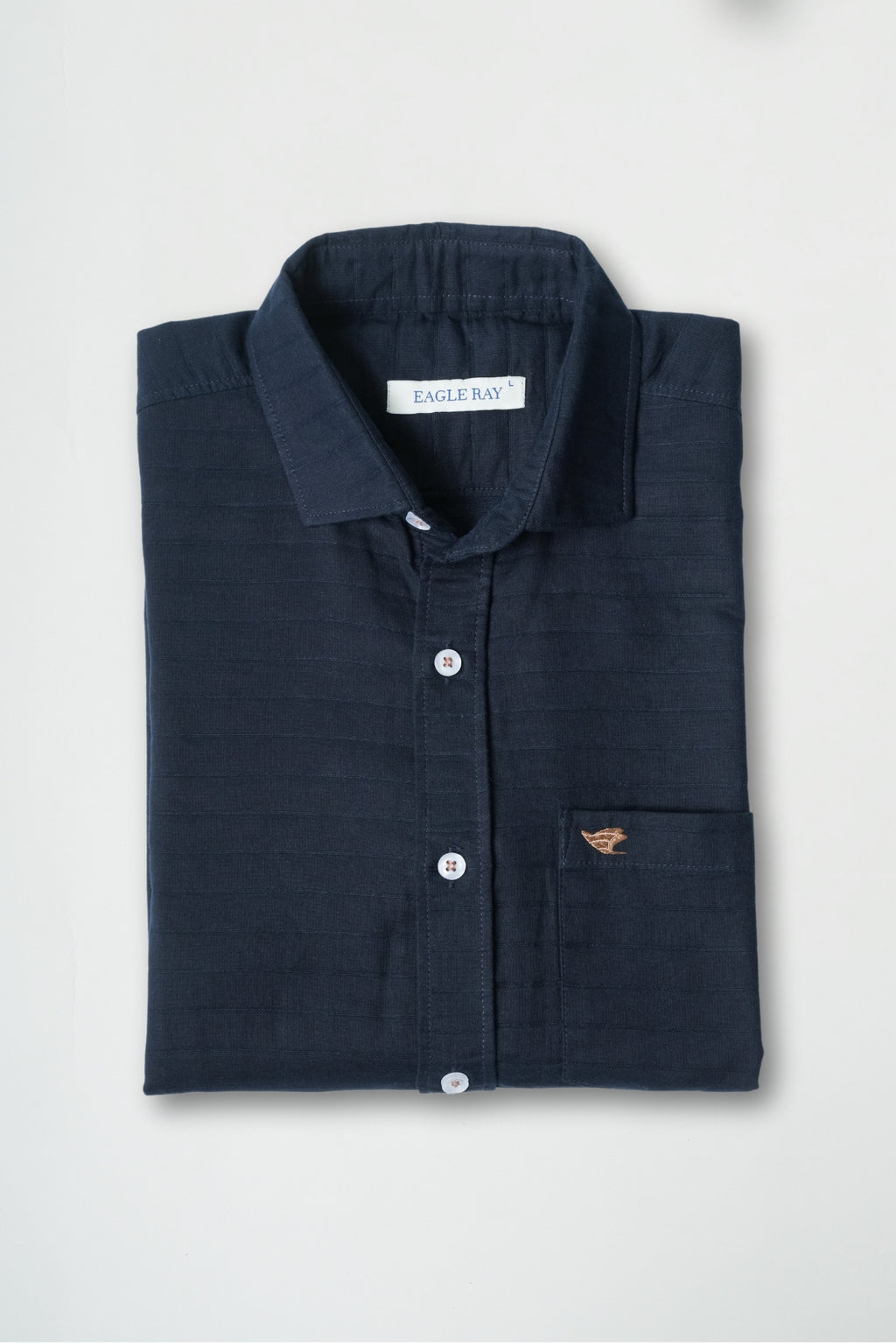 Dark Blue Structured Cotton Shirt