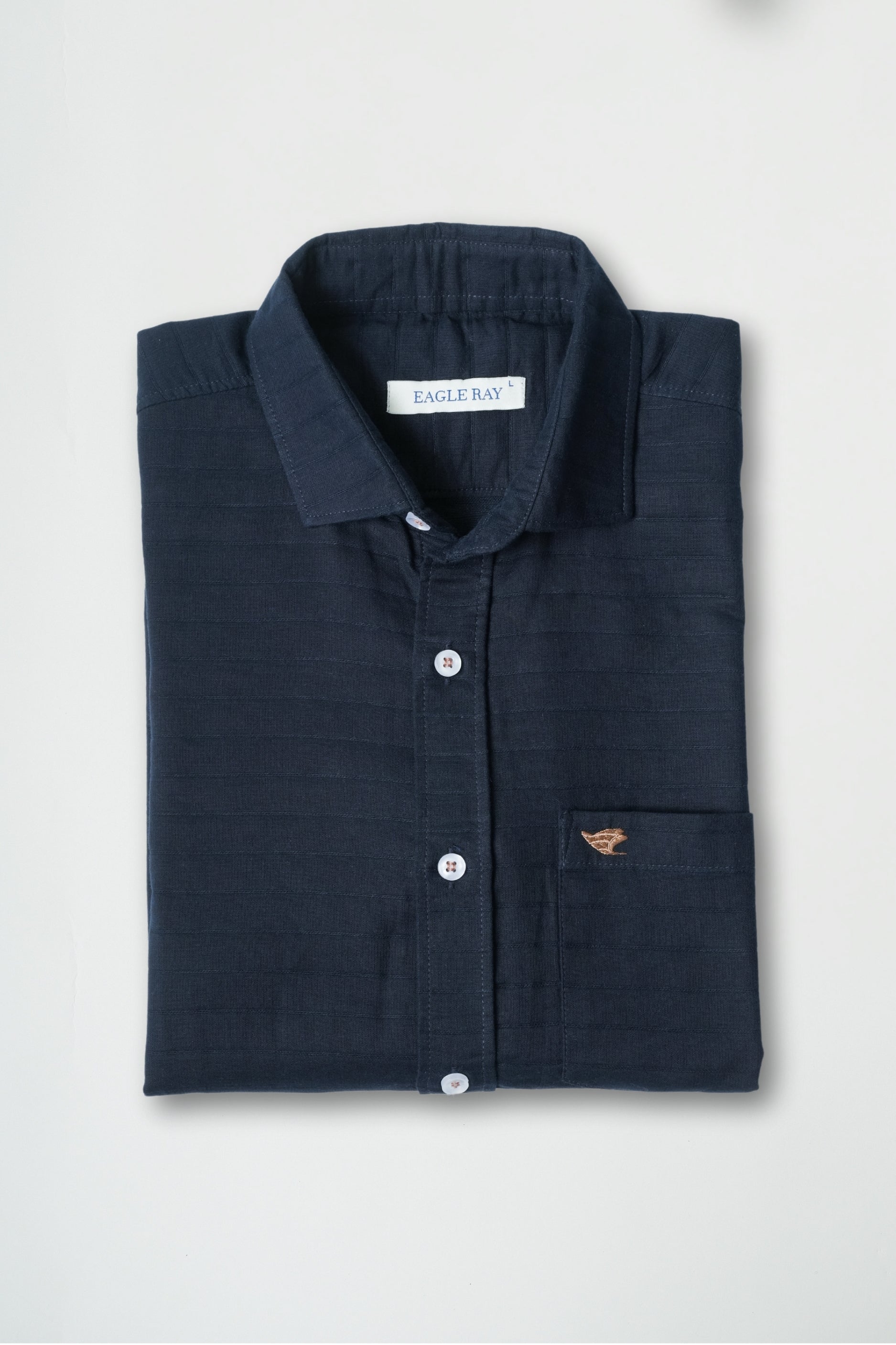 Dark Blue Structured Cotton Shirt