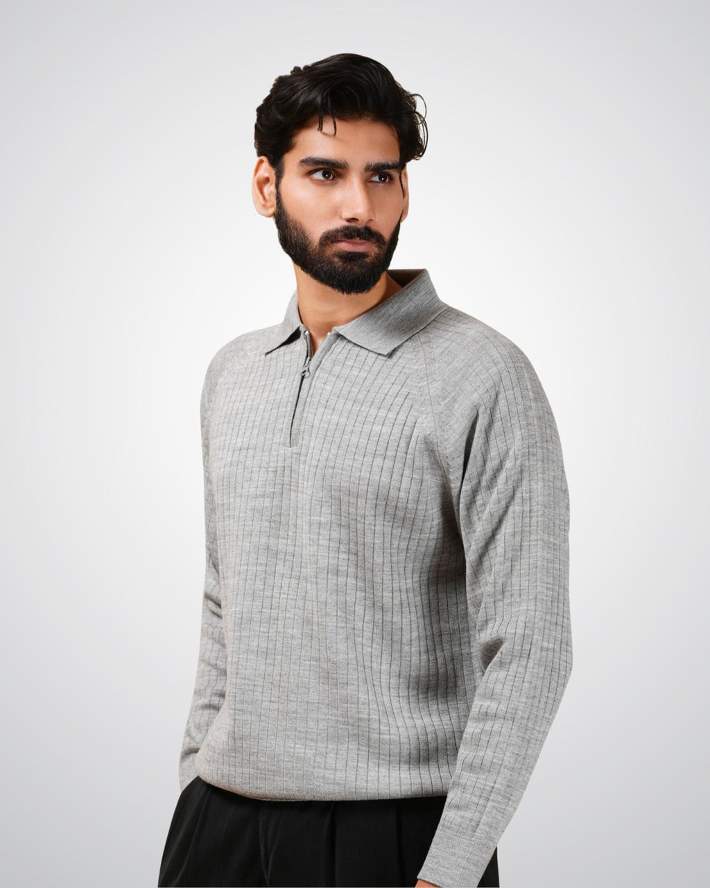 Core Zip Polo In Grey