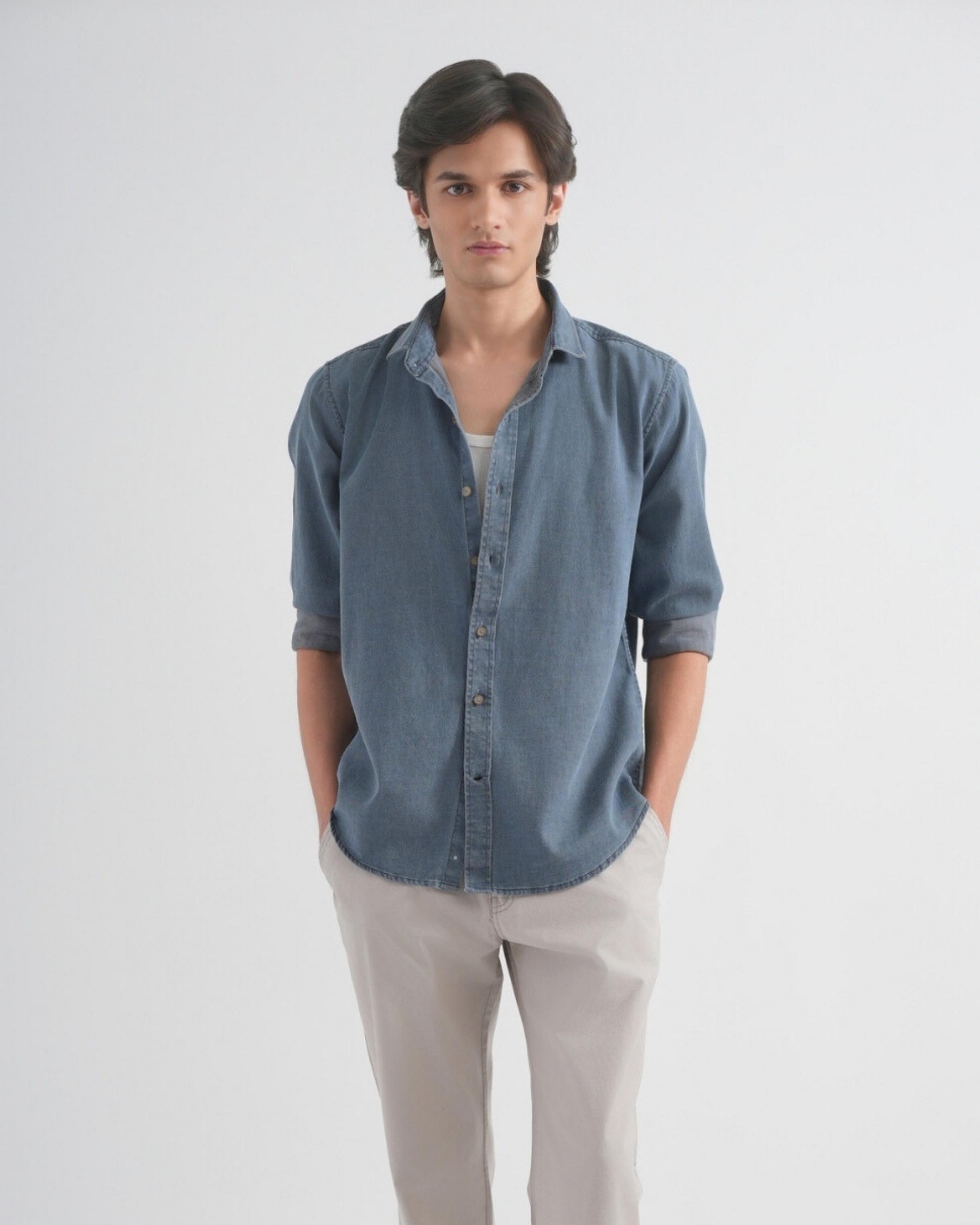 Comet Blue Dobby Indigo Shirt