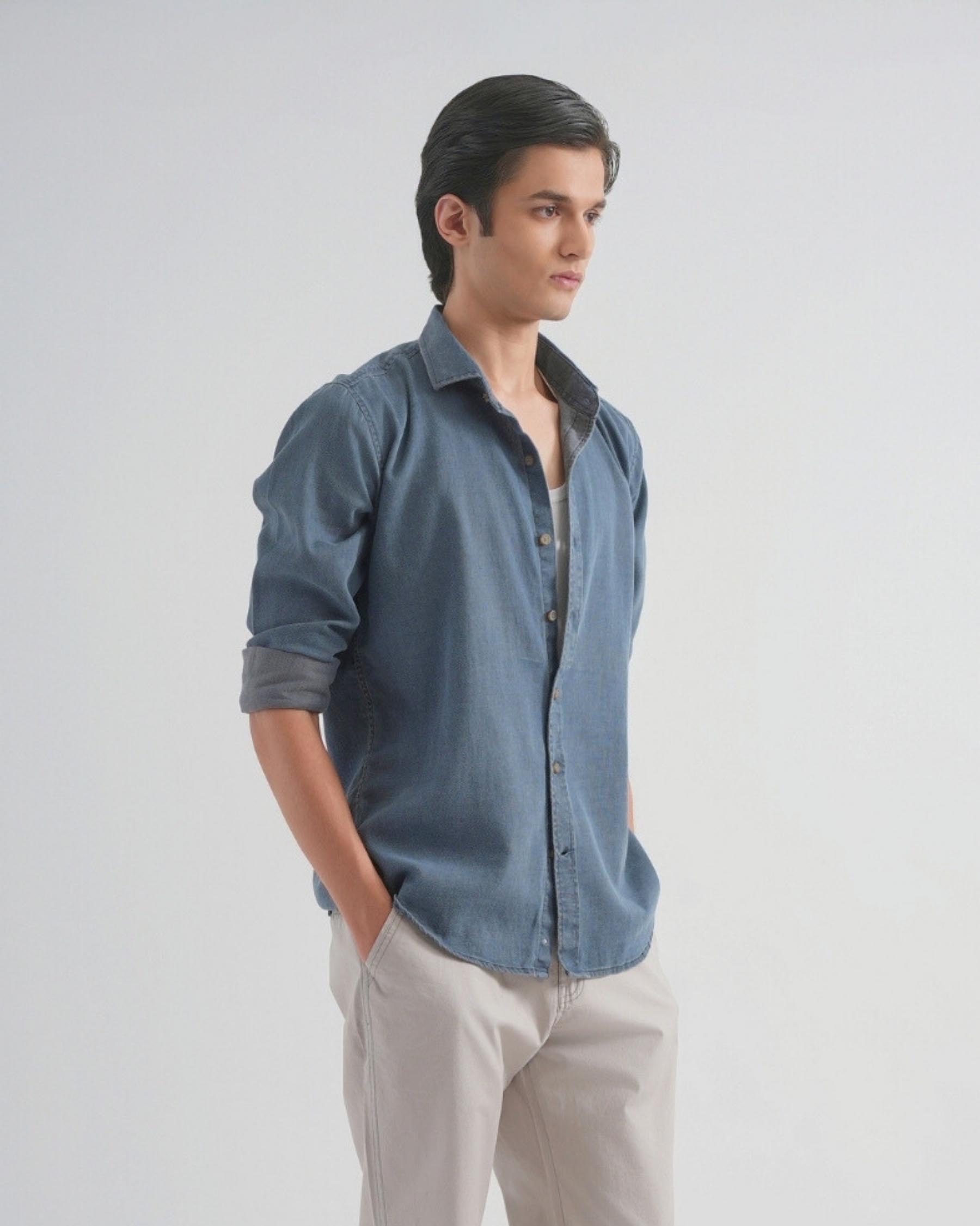 Comet Blue Dobby Indigo Shirt