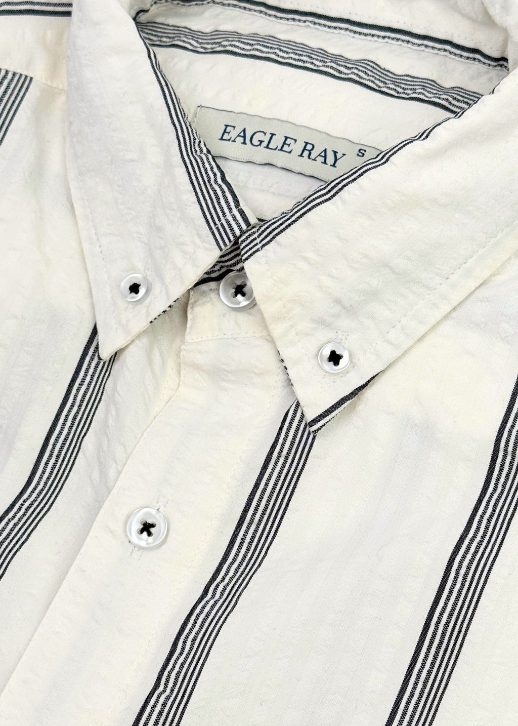 Textured Stripe in Ivory — Men's Textured Cotton Shirt | Eagle Ray