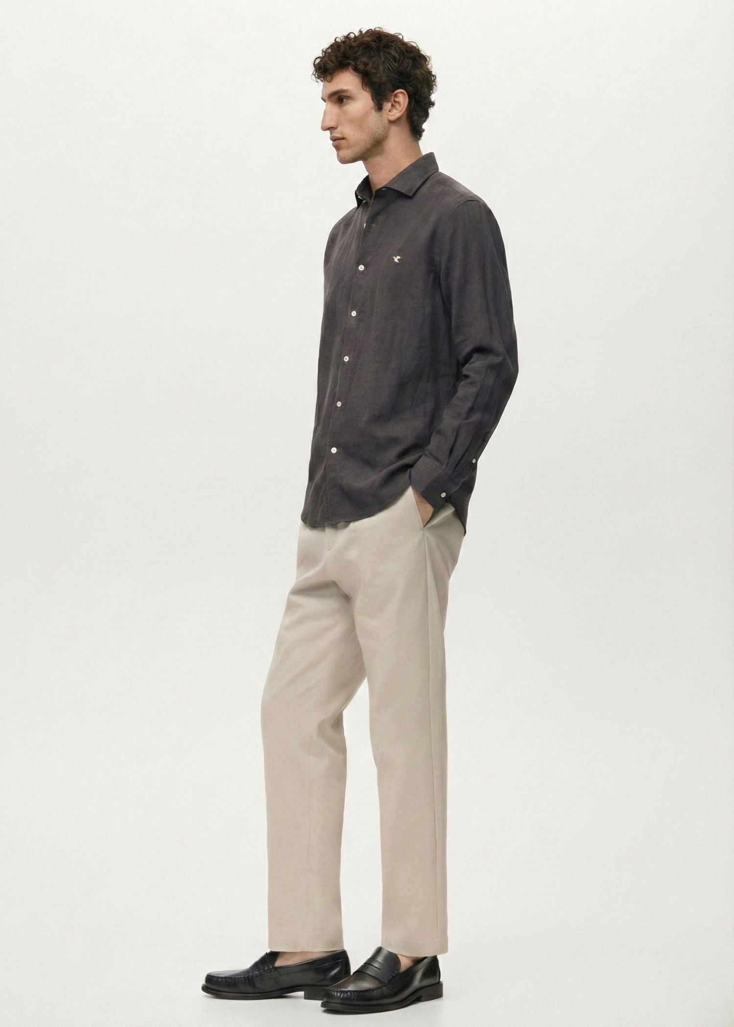 Dark Grey Crushed Cotton Shirt