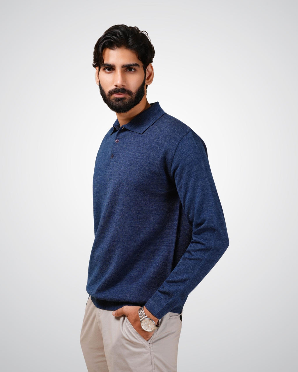 Luxe Polo In Mid Blue