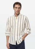 Ivory Stripe Textured Shirt — Men's Textured Cotton Shirt | Eagle Ray