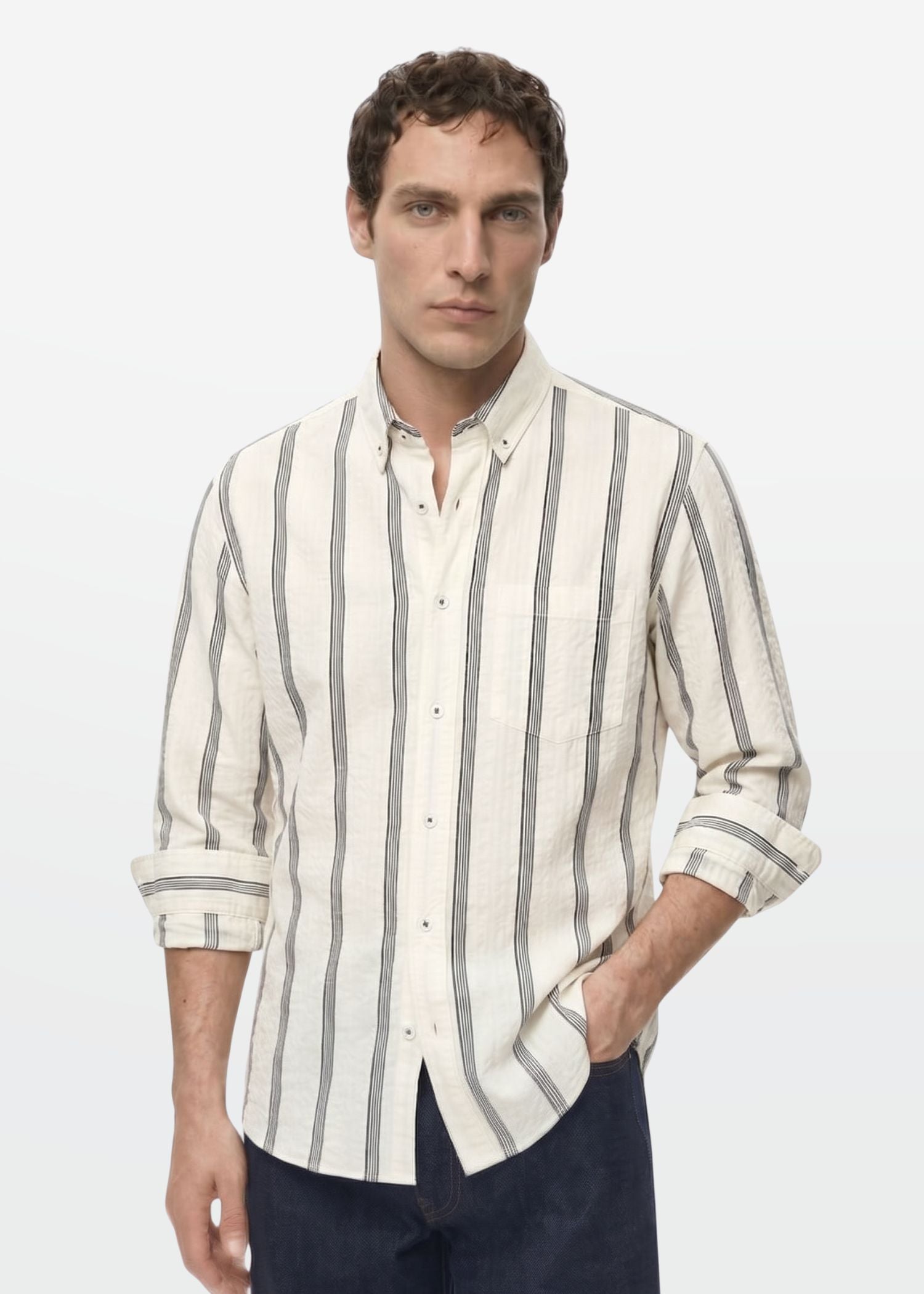 Ivory Stripe Textured Shirt