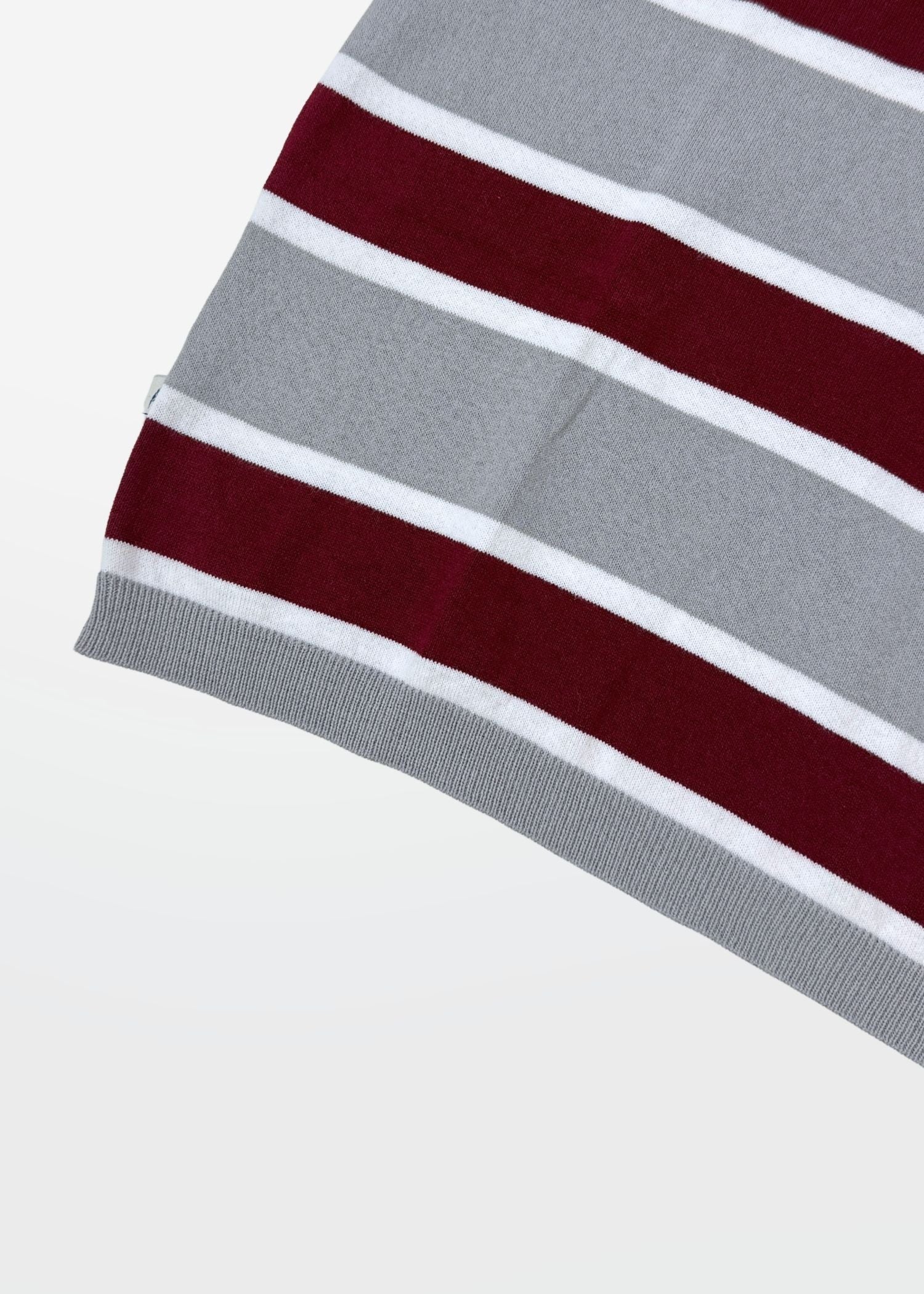 Grey Maroon Multi Stripe Knit Polo Shirt