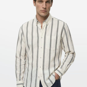 Ivory Stripe Textured Shirt