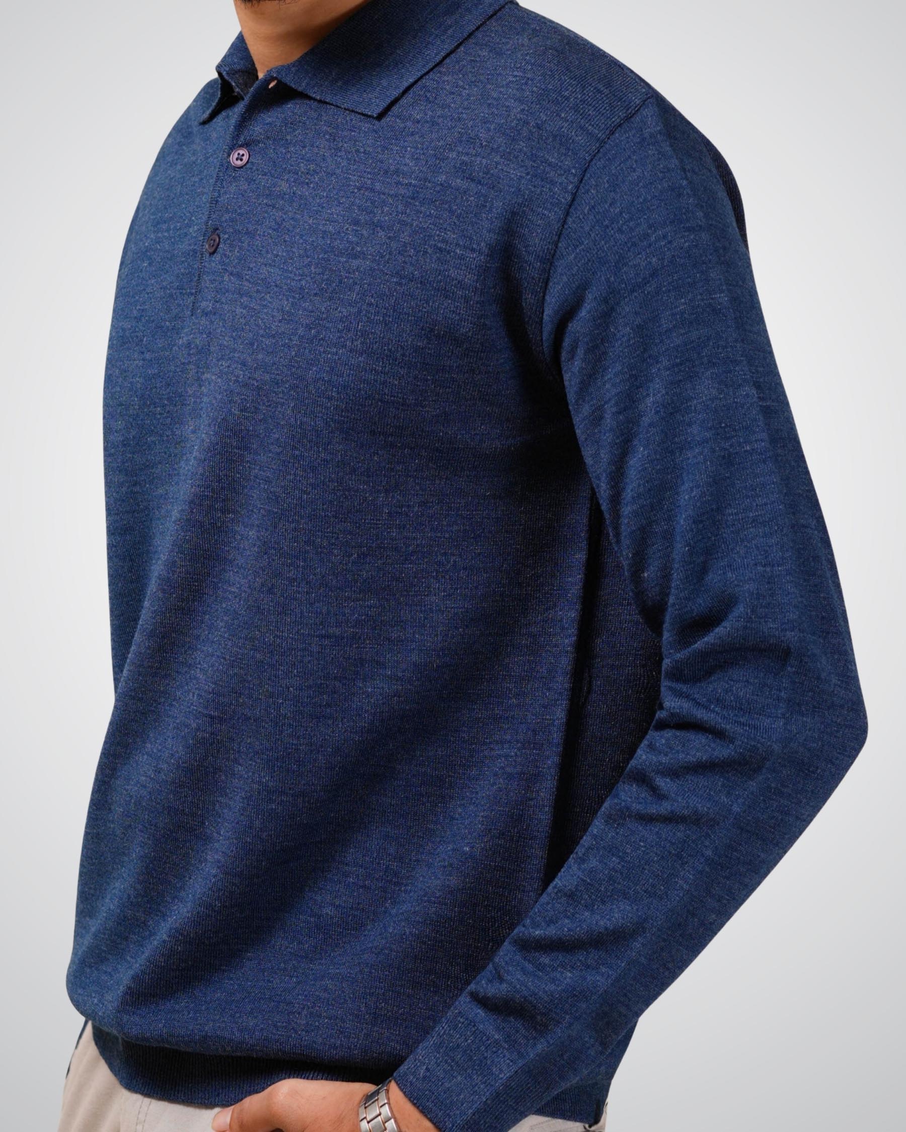Luxe Polo In Mid Blue