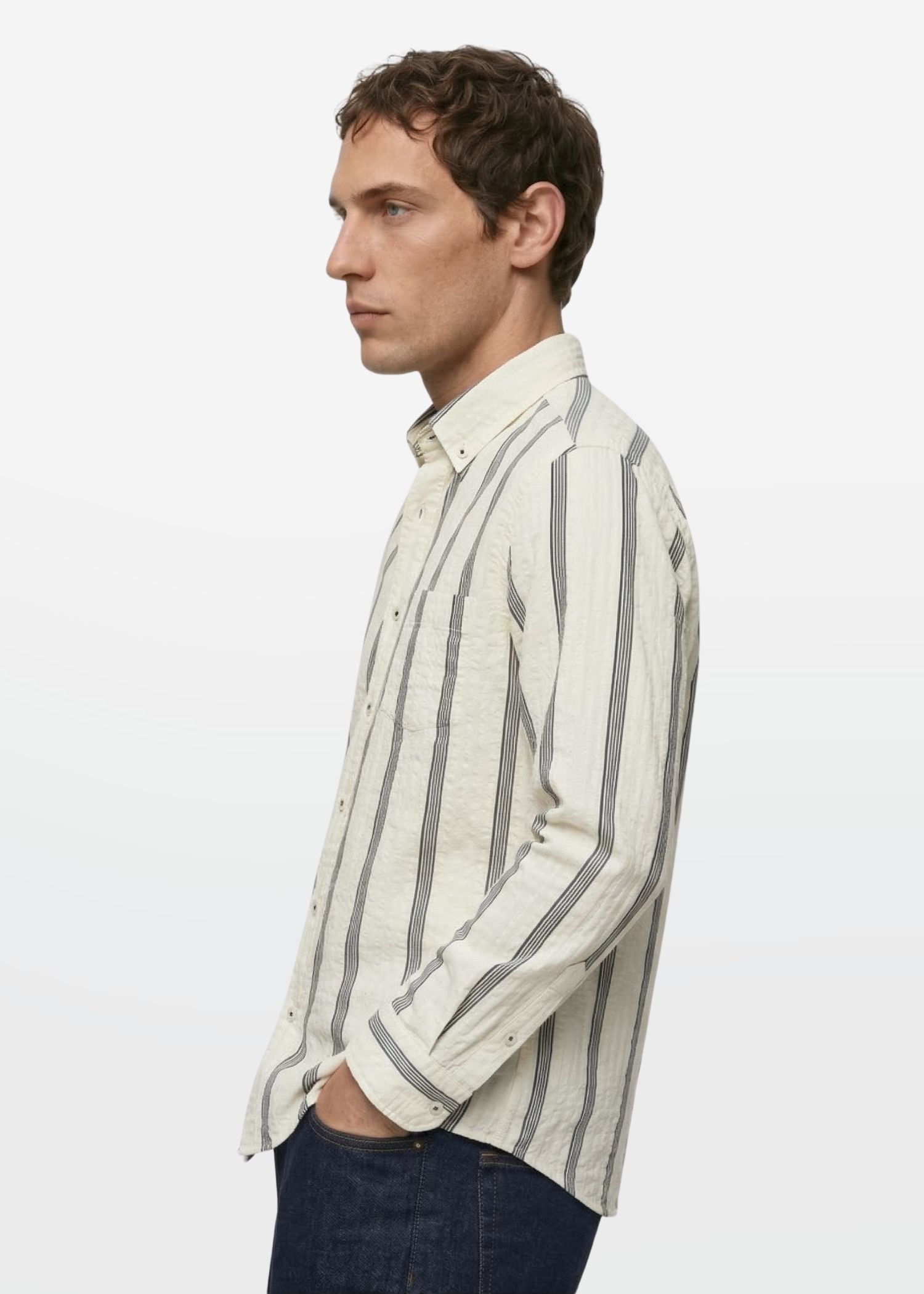Ivory Stripe Textured Shirt