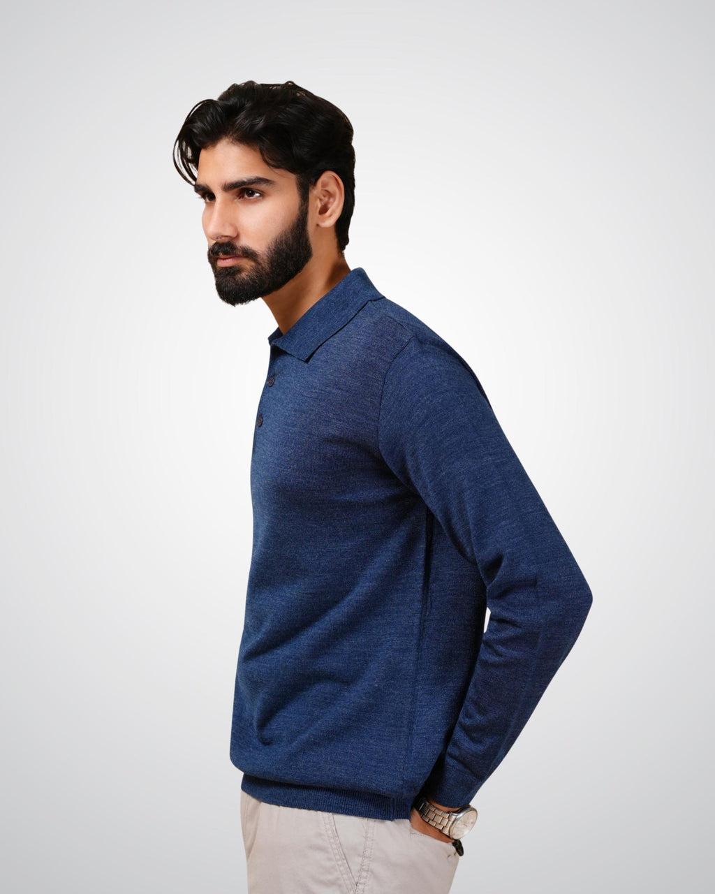 Luxe Polo In Mid Blue