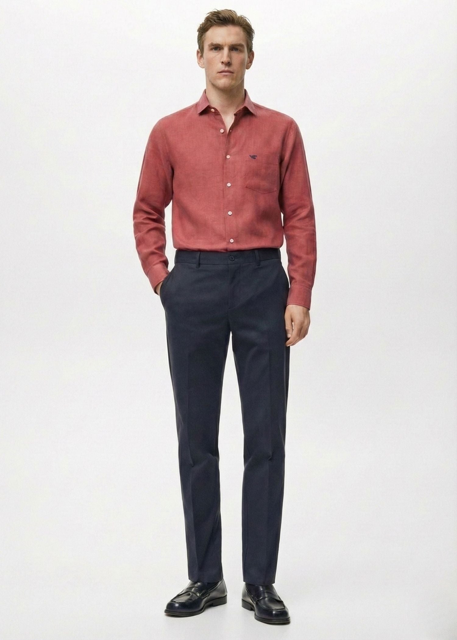 Dark Pink Lyocell Linen Shirt