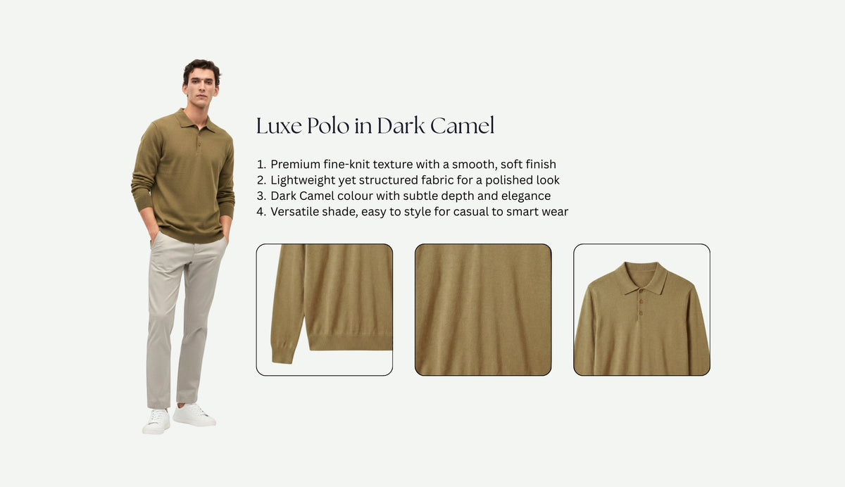 Luxe Polo in Dark Camel