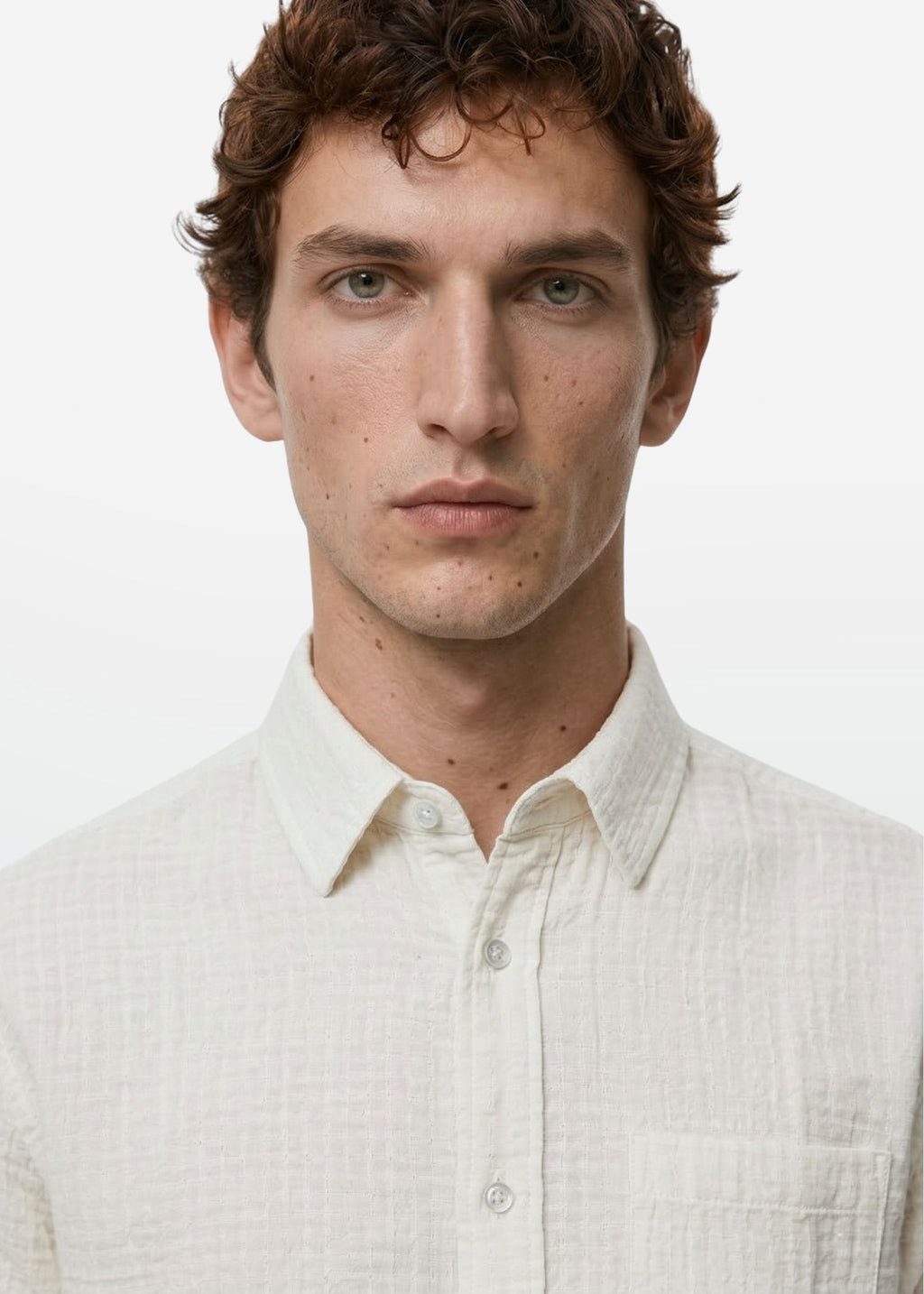 Textured Shirt in Ivory — Men's Textured Cotton Shirt | Eagle Ray