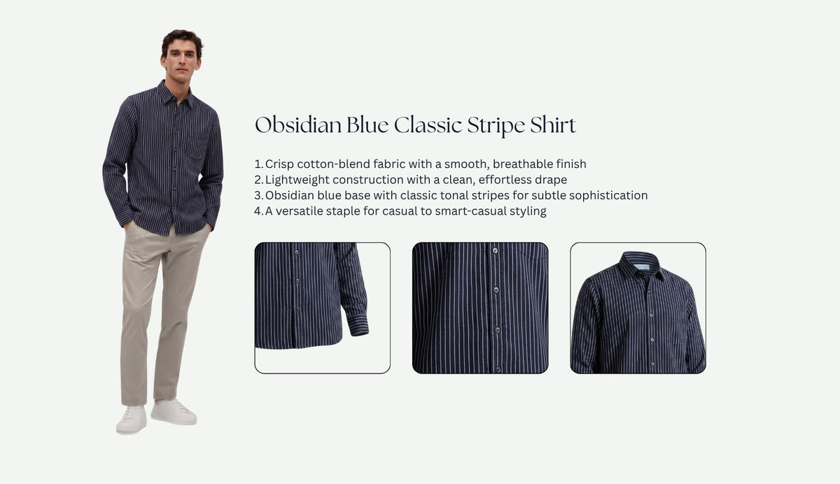 Obsidian Blue Classic Stripe Shirt
