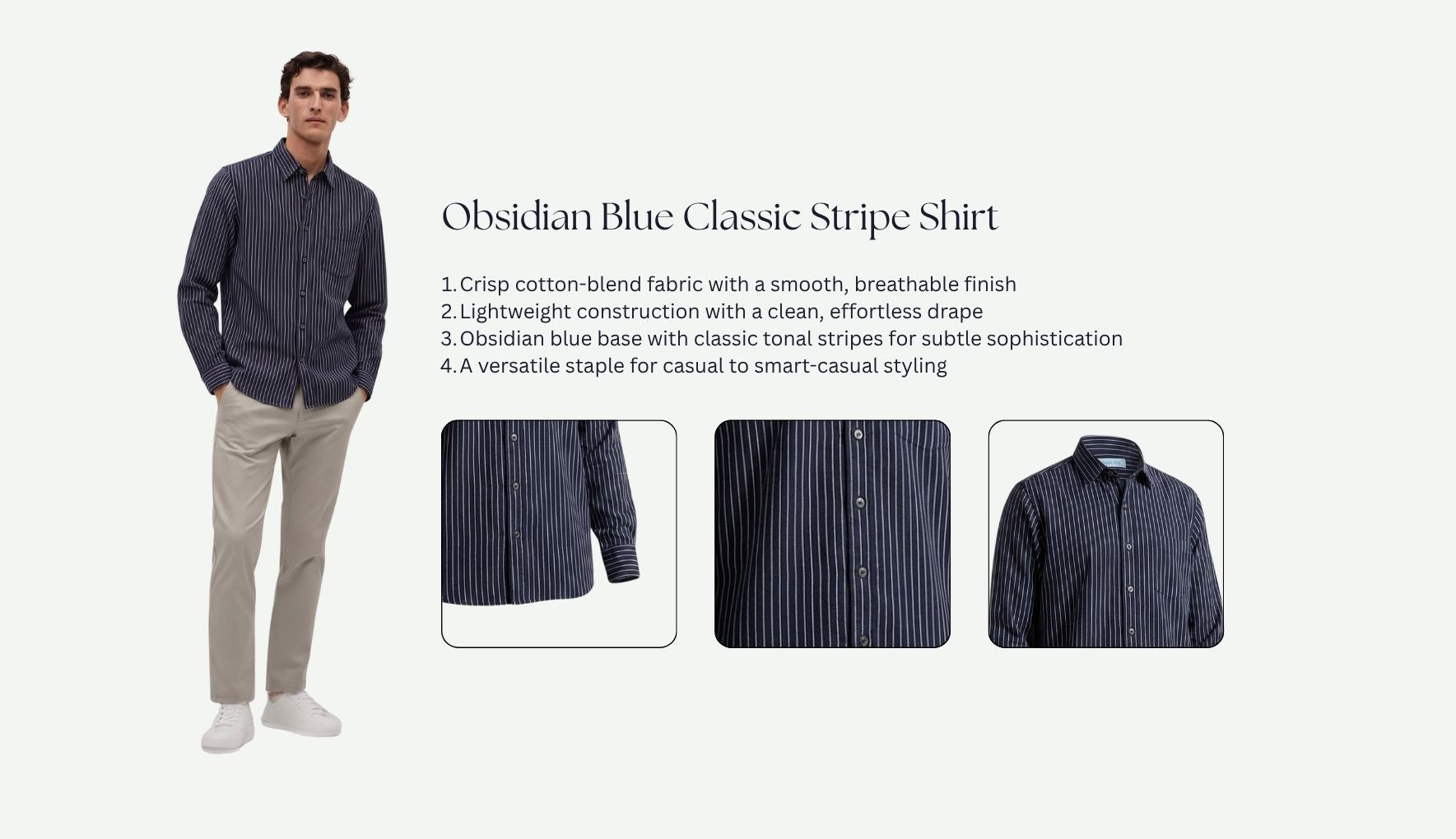 Obsidian Blue Classic Stripe Shirt