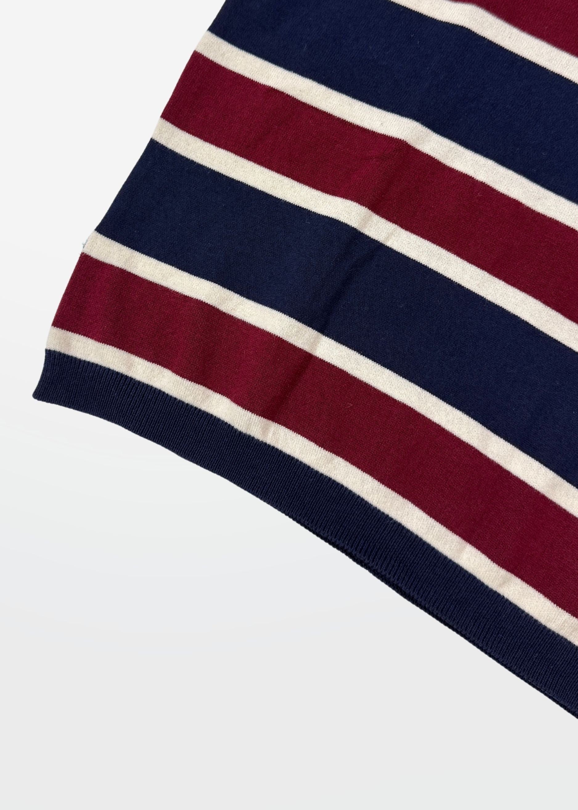 Navy Maroon Multi Stripe Knit Polo Shirt