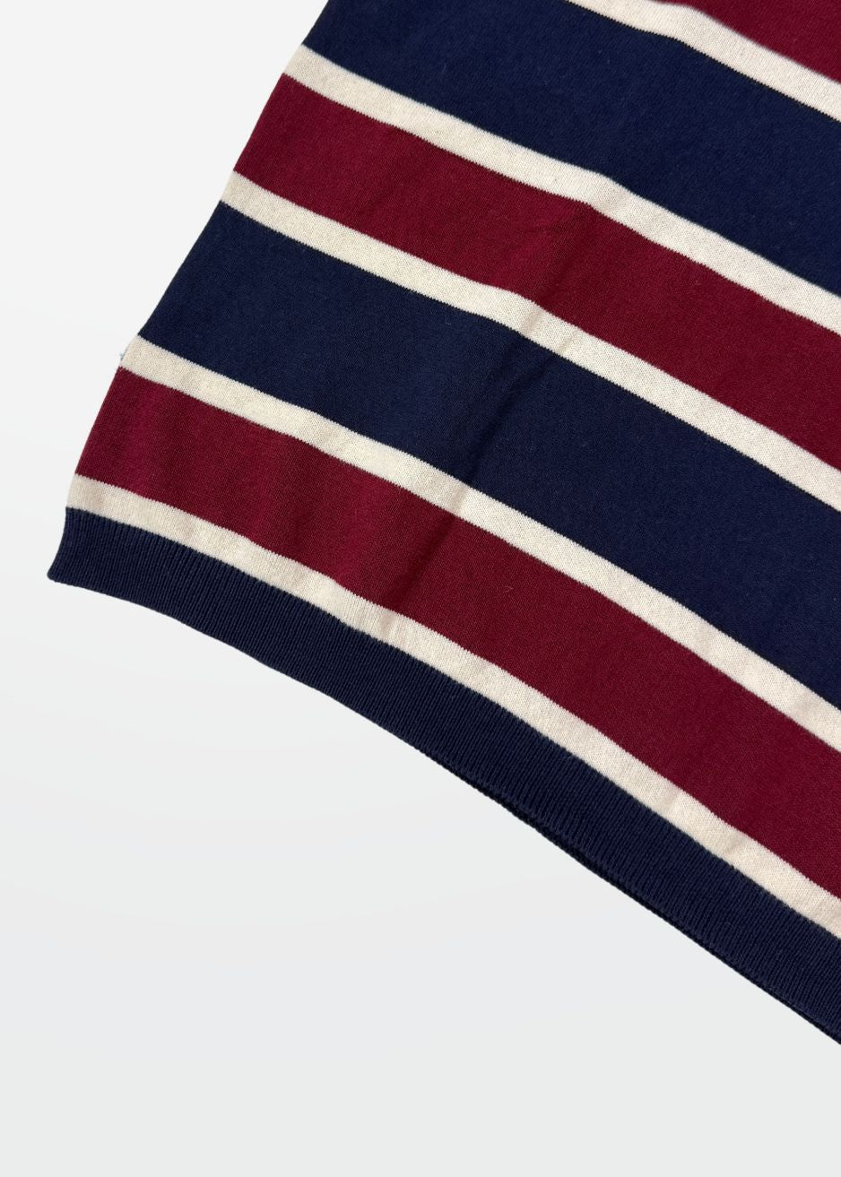 Navy Maroon Multi Stripe Knit Polo Shirt — Men's Cotton Knit Polo | Eagle Ray