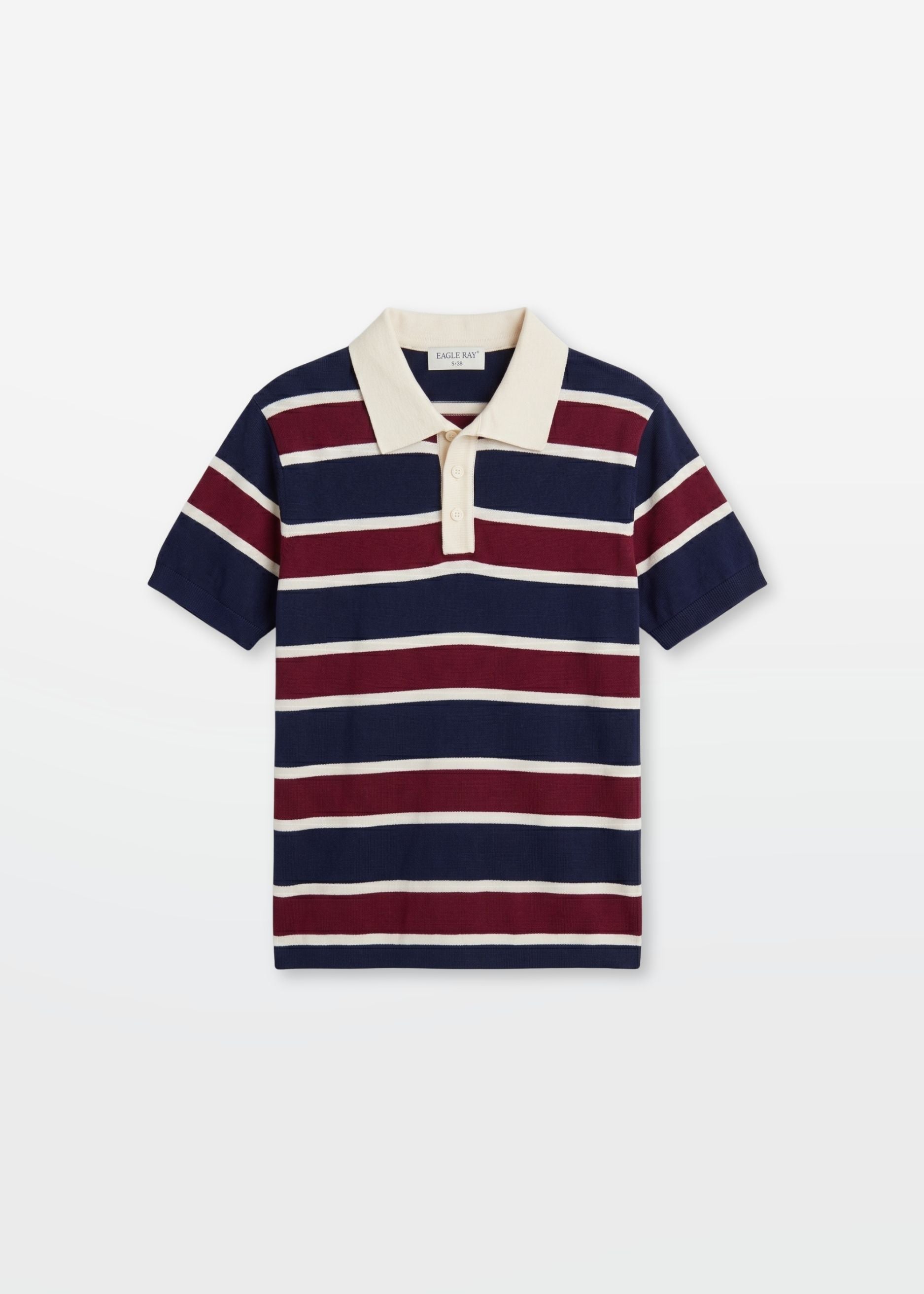Navy Maroon Multi Stripe Knit Polo Shirt