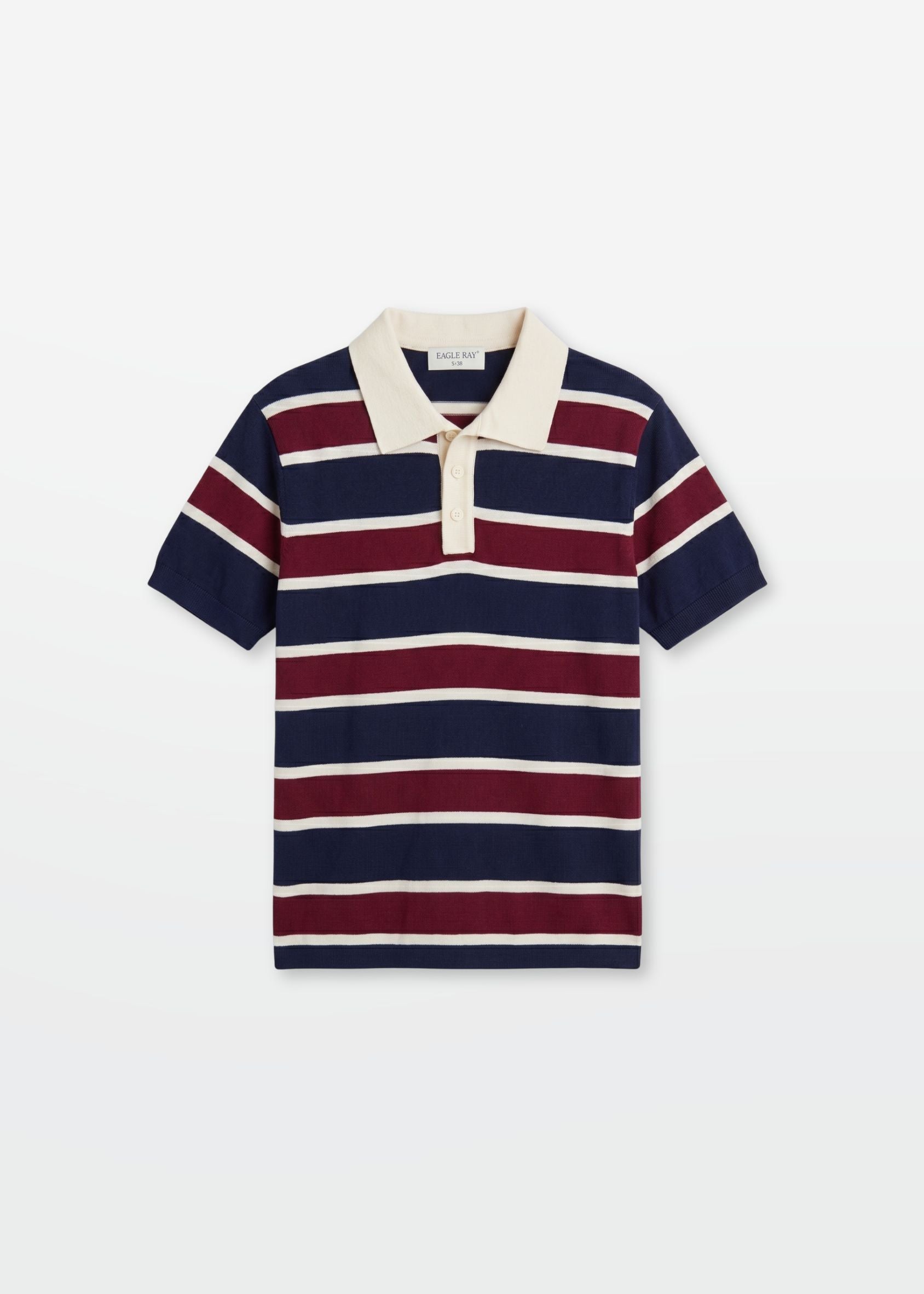 Navy Maroon Multi Stripe Knit Polo Shirt — Men's Cotton Knit Polo | Eagle Ray