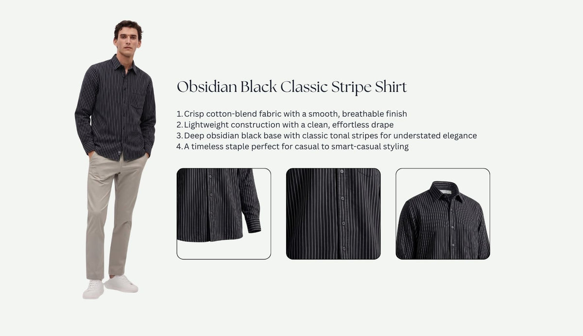 Obsidian Black Classic Stripe Shirt