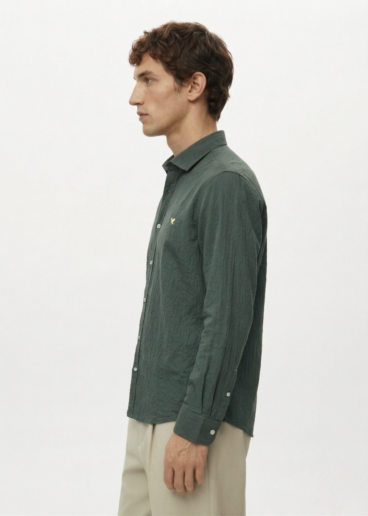 Lunar Green Crushed Cotton Shirt