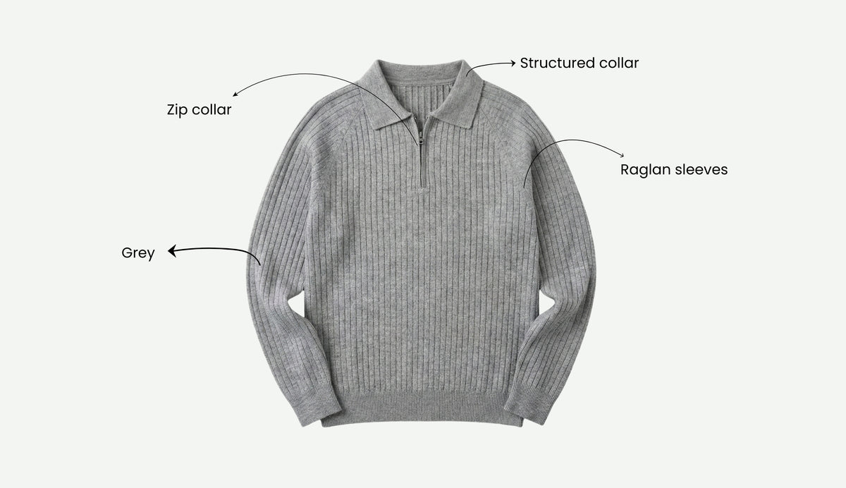 Core Zip Polo In Grey