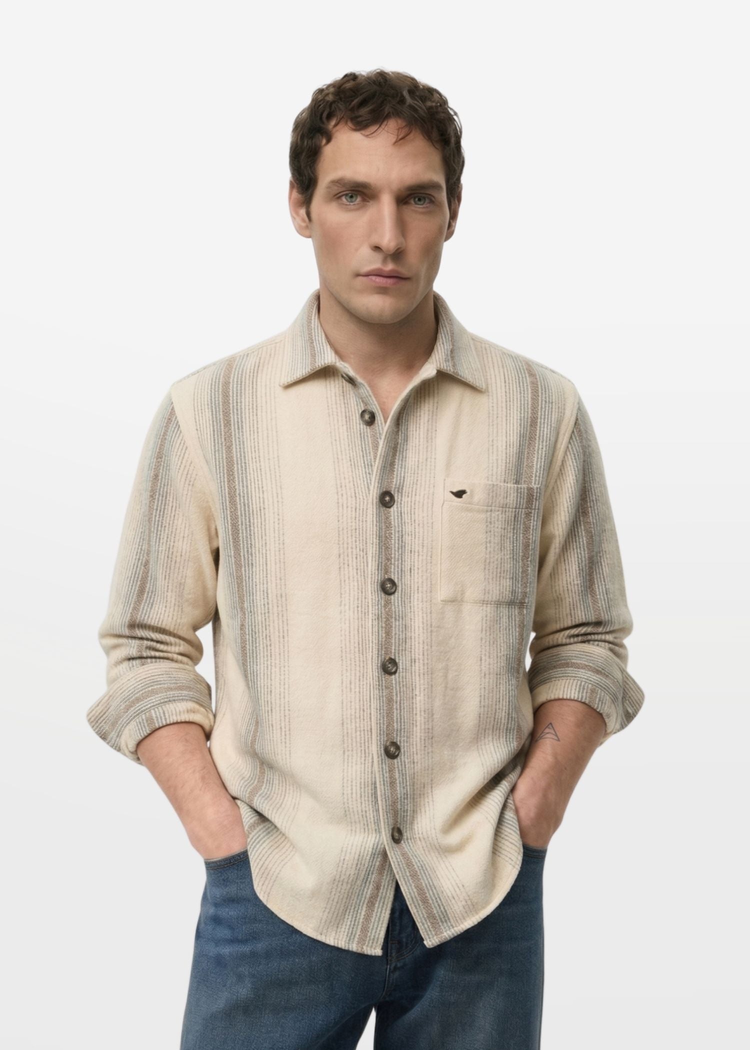Beige Striped Shirt