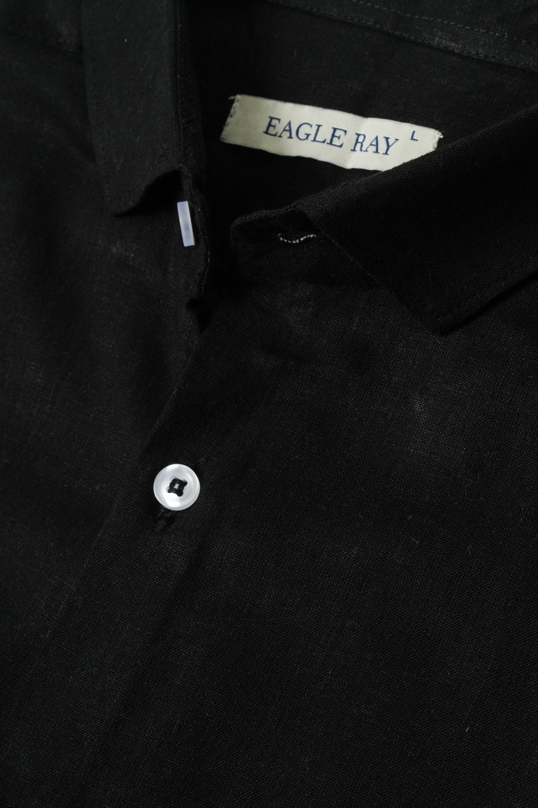 Onyx Black Viscose Linen Shirt