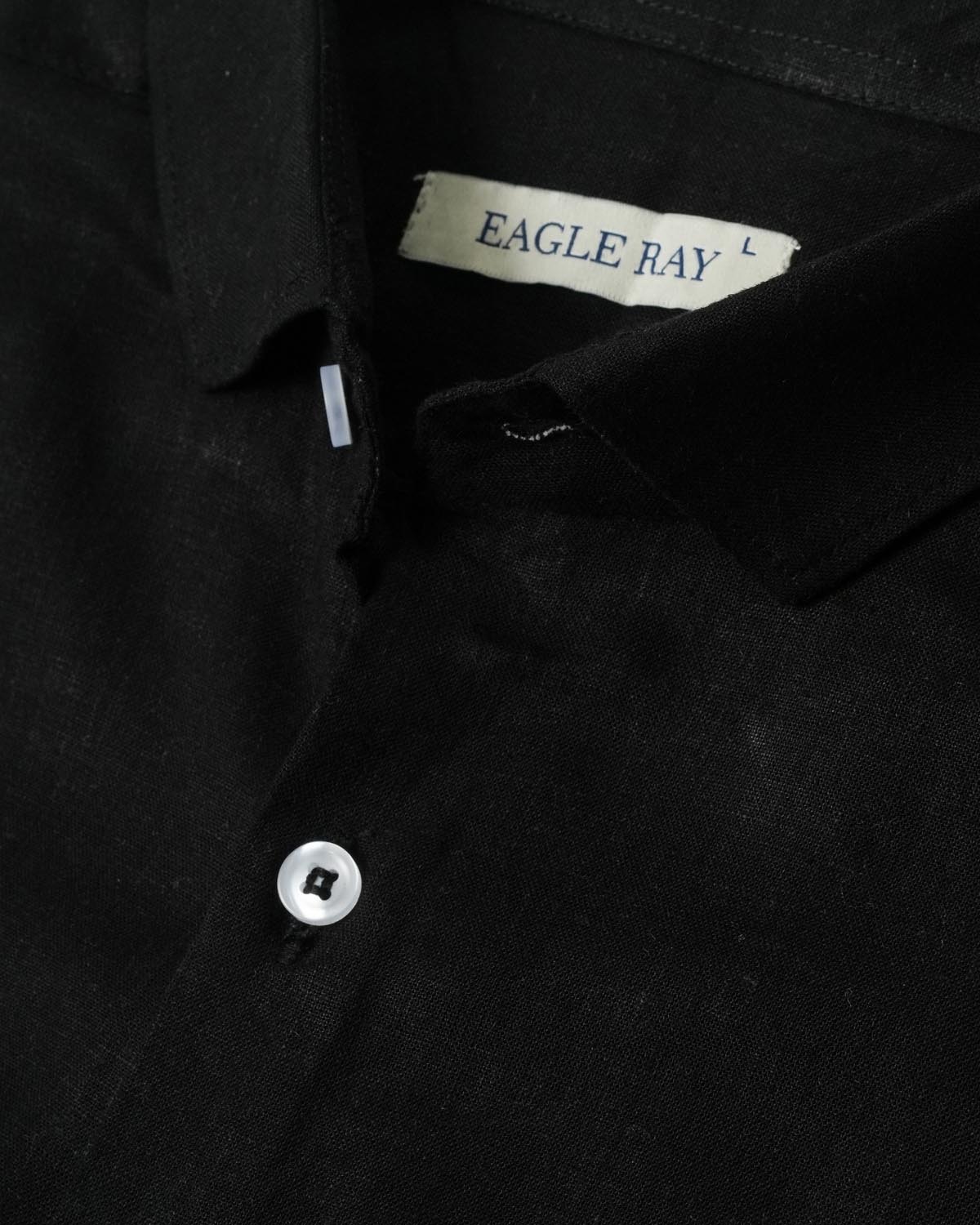 Onyx Black Viscose Linen Shirt