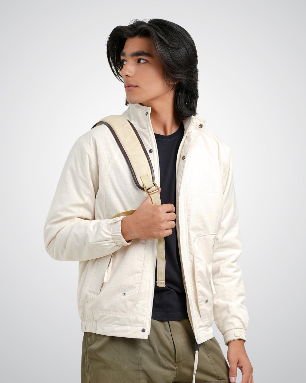 Bomber Jacket in Off White